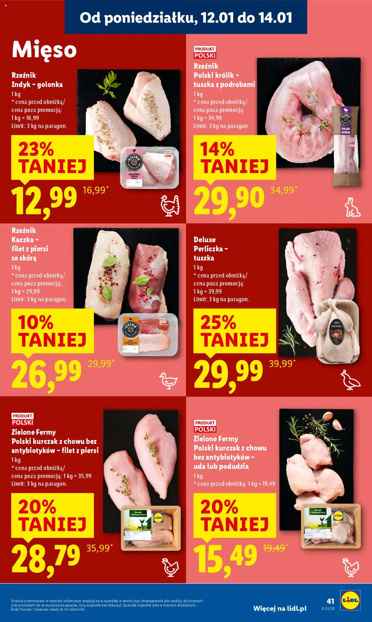 Lidl Gazetka od 12.01.2026 | Strona: 41 | Produkty: Kurczak, Mięso, Kaczka, Perliczka
