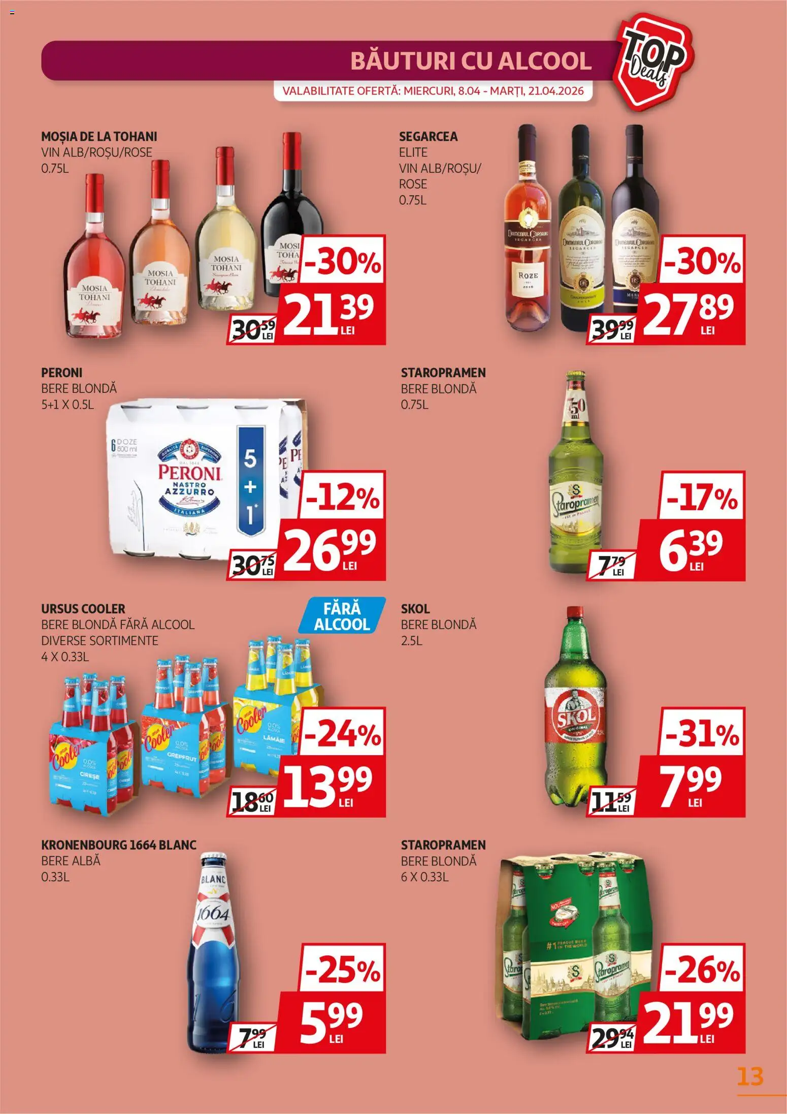 Noul catalog Auchan – valabil de la 08.04.2026 | Pagină: 13 | Produse: Vin, Bere, Cireșe