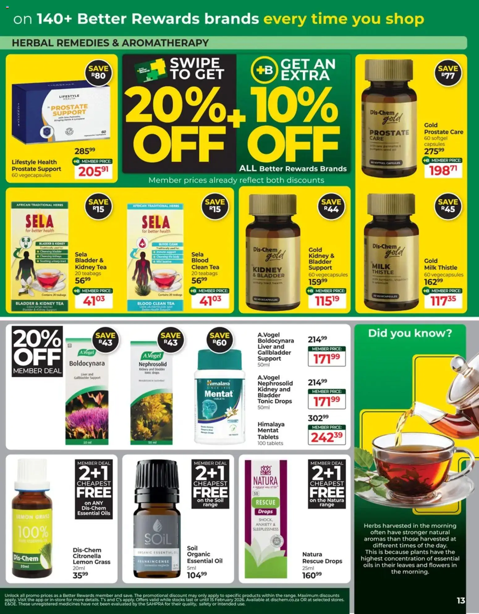 New Dis-Chem catalogue – valid from 13.01.2026 | Page: 13 | Products: Drone, Oil, Tea, Lemon