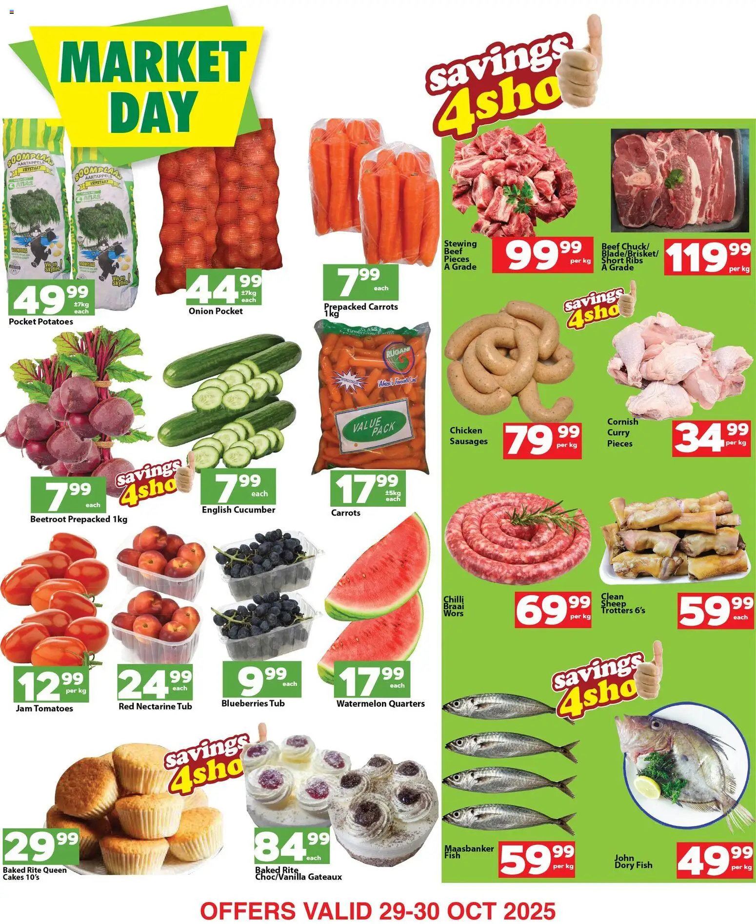 New Check Save catalogue – valid from 29.10.2025 | Page: 2 | Products: Ribs, Tomatoes, Beef, Carrots