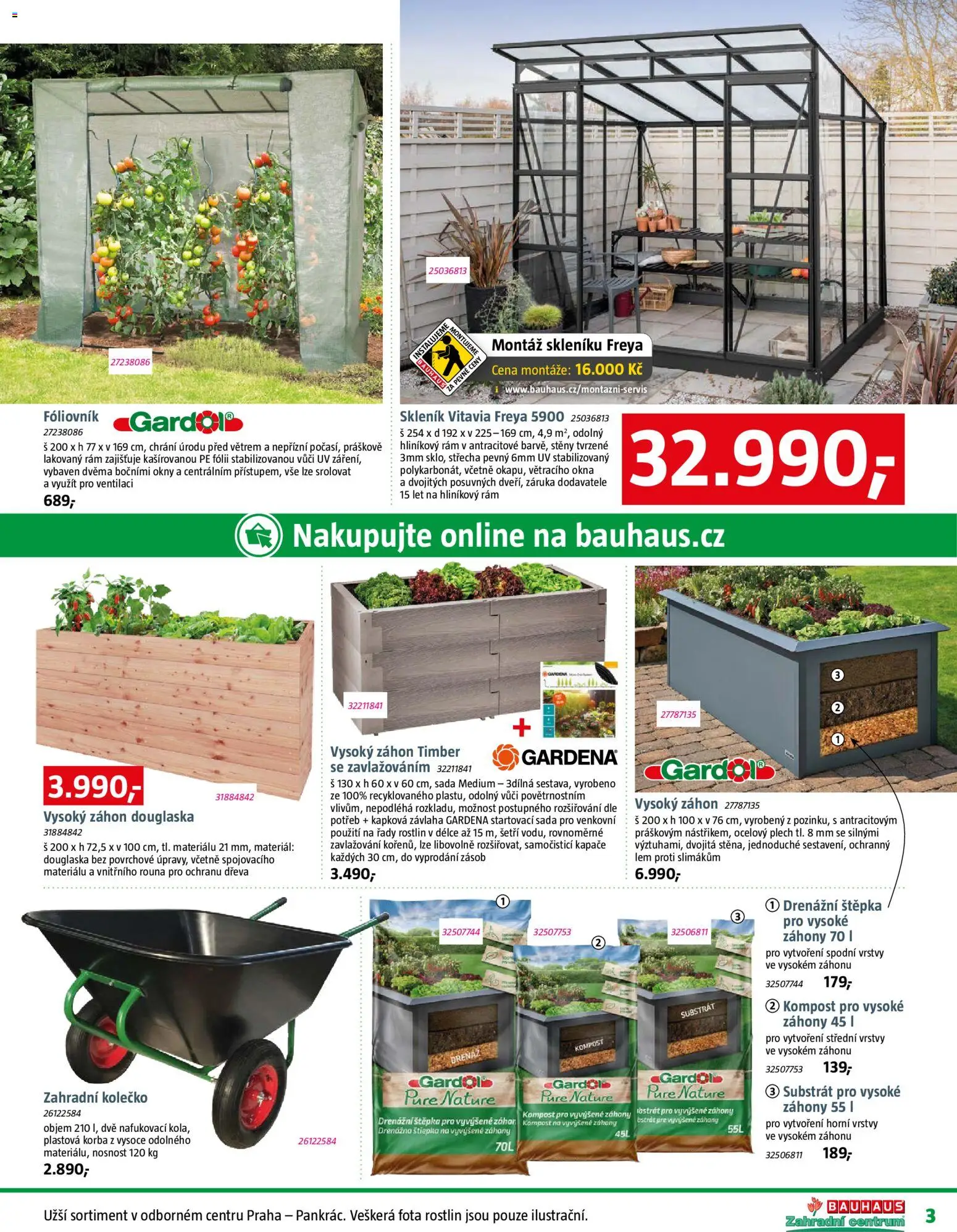 Bauhaus katalog Zahradní centrum od 06.03.2026 | Strana: 3 | Produkty: Skleník, Fóliovník, Substrát, Plech