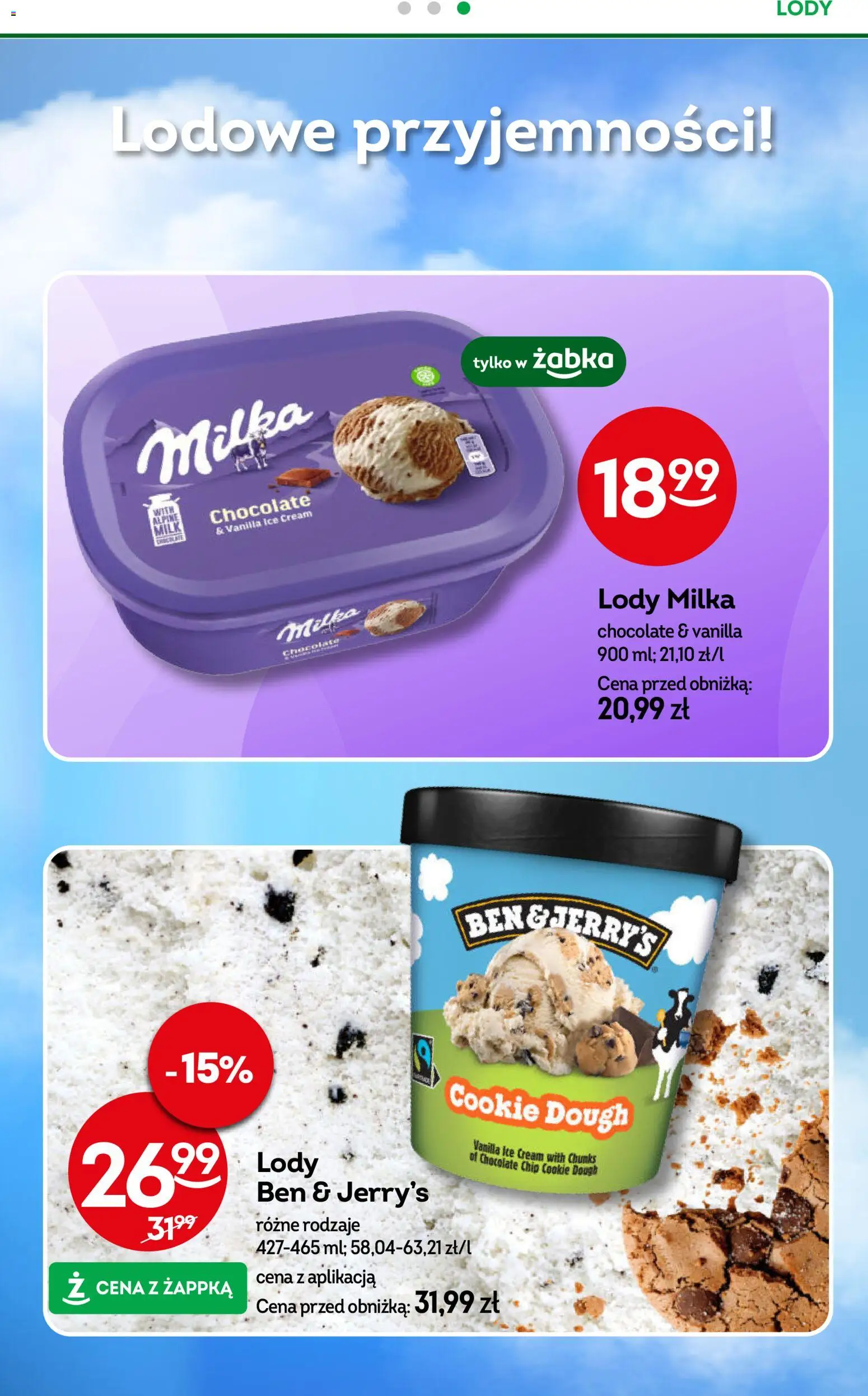 Żabka Gazetka od 22.10.2025 | Strona: 70 | Produkty: Milka, Lody