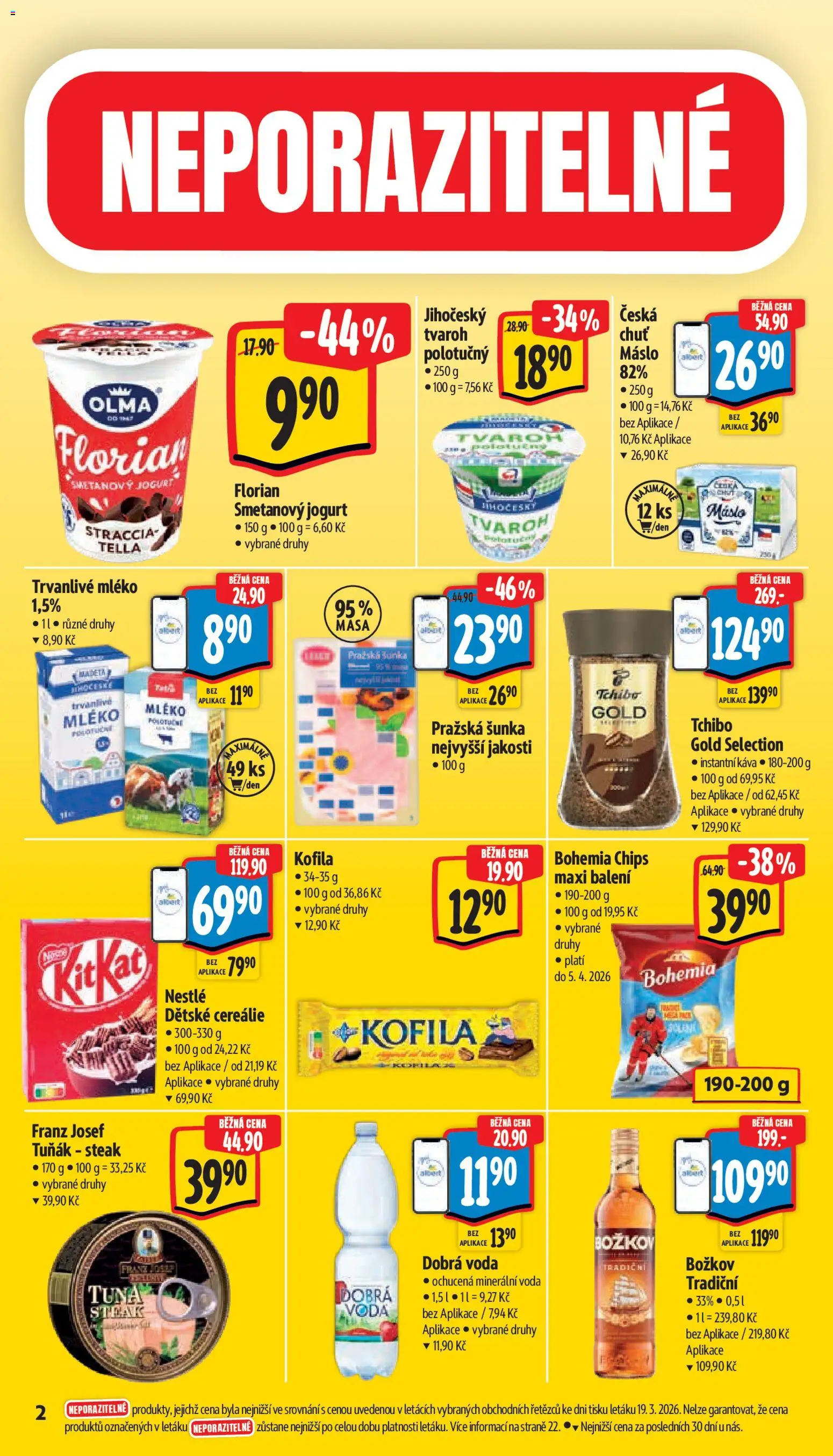 Albert leták - Supermarket od 25.03.2026 | Strana: 6 | Produkty: Máslo, Instantní káva, Pražská šunka, Tuňák steak