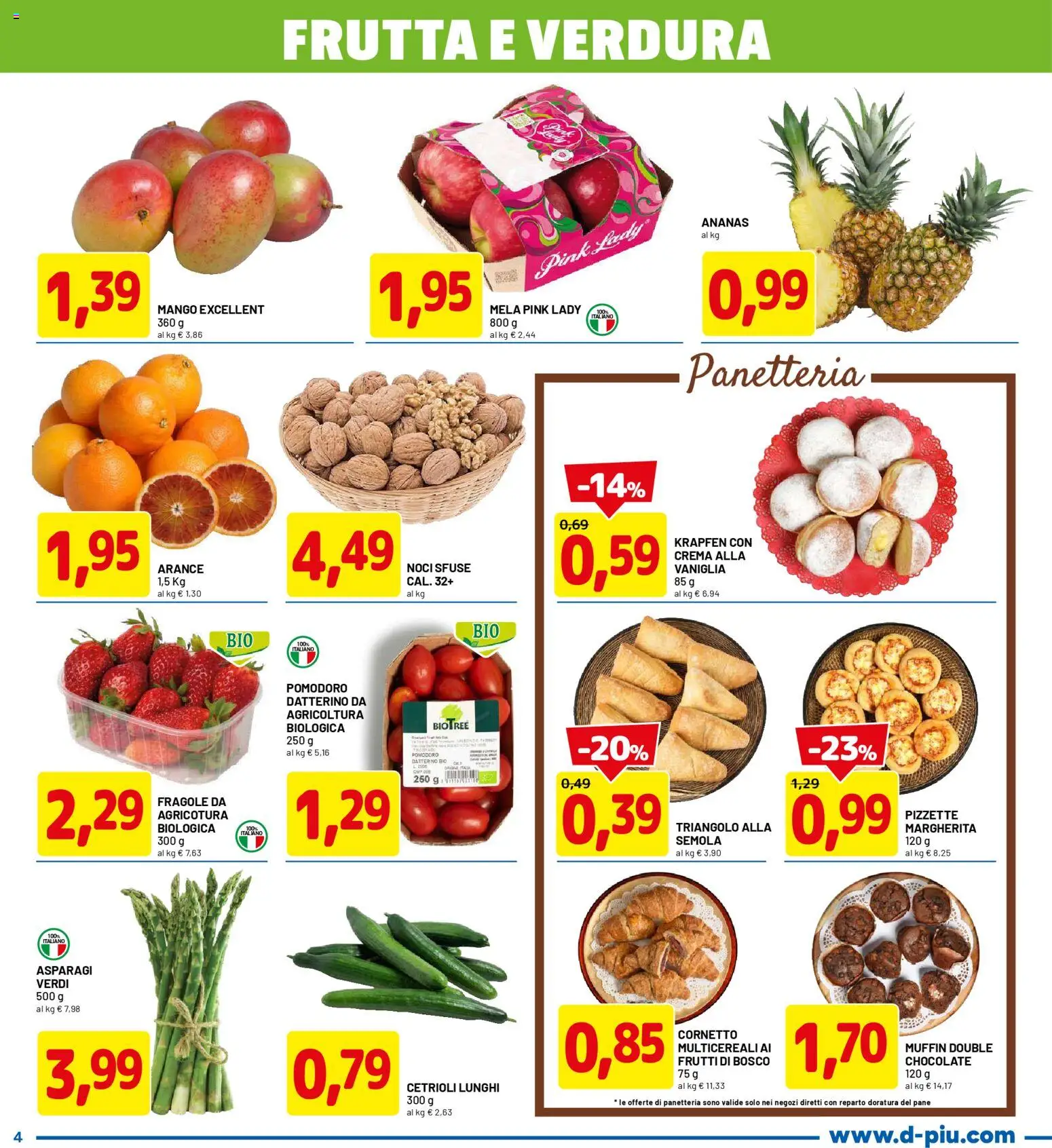 Volantino D Più del 26.03.2026 | Pagina: 4 | Prodotti: Crema, Arance, Fragole, Mango