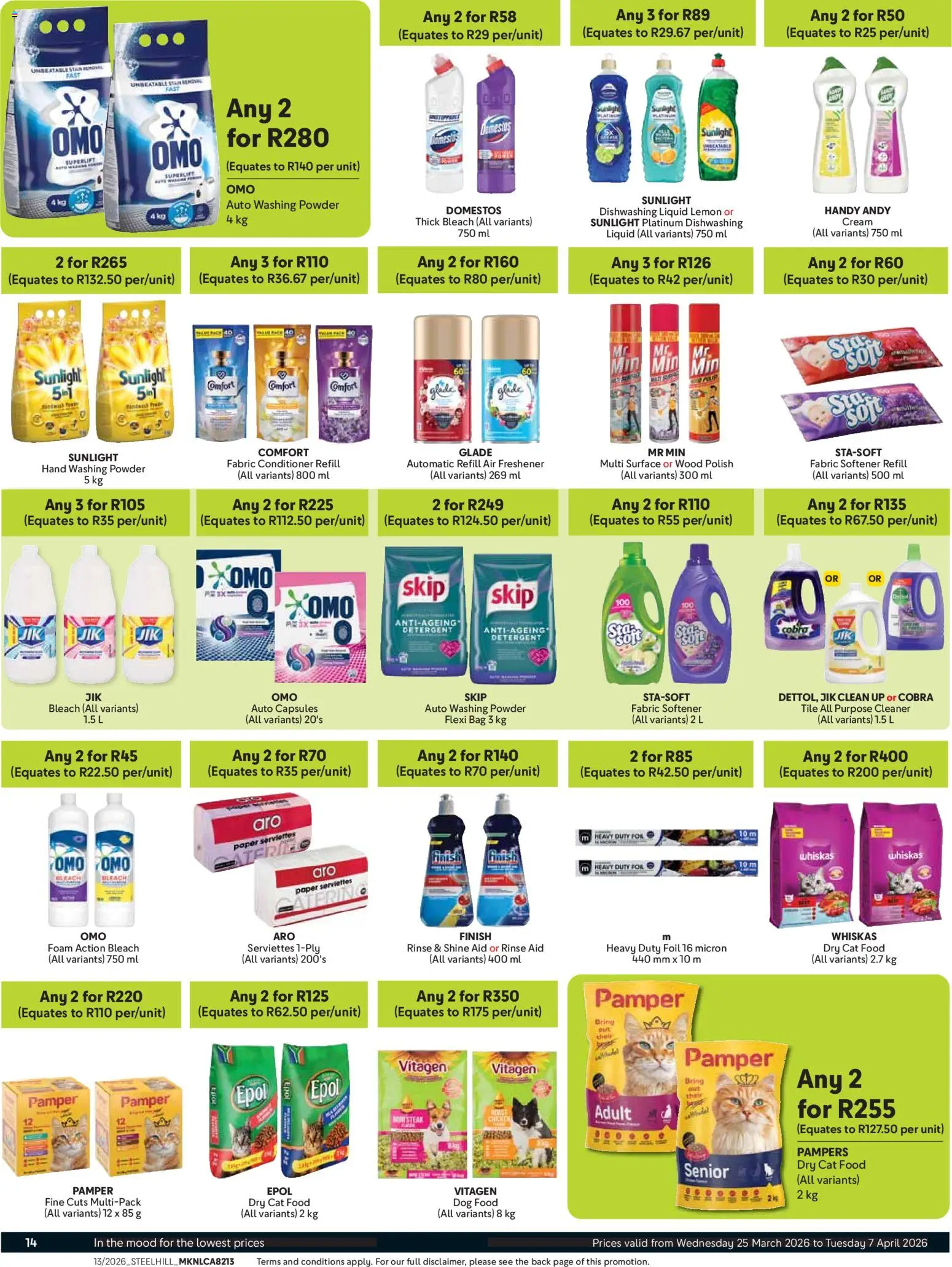 New Makro catalogue – valid from 25.03.2026 | Page: 14 | Products: Cream, Fabric softener, Detergent, Cat food