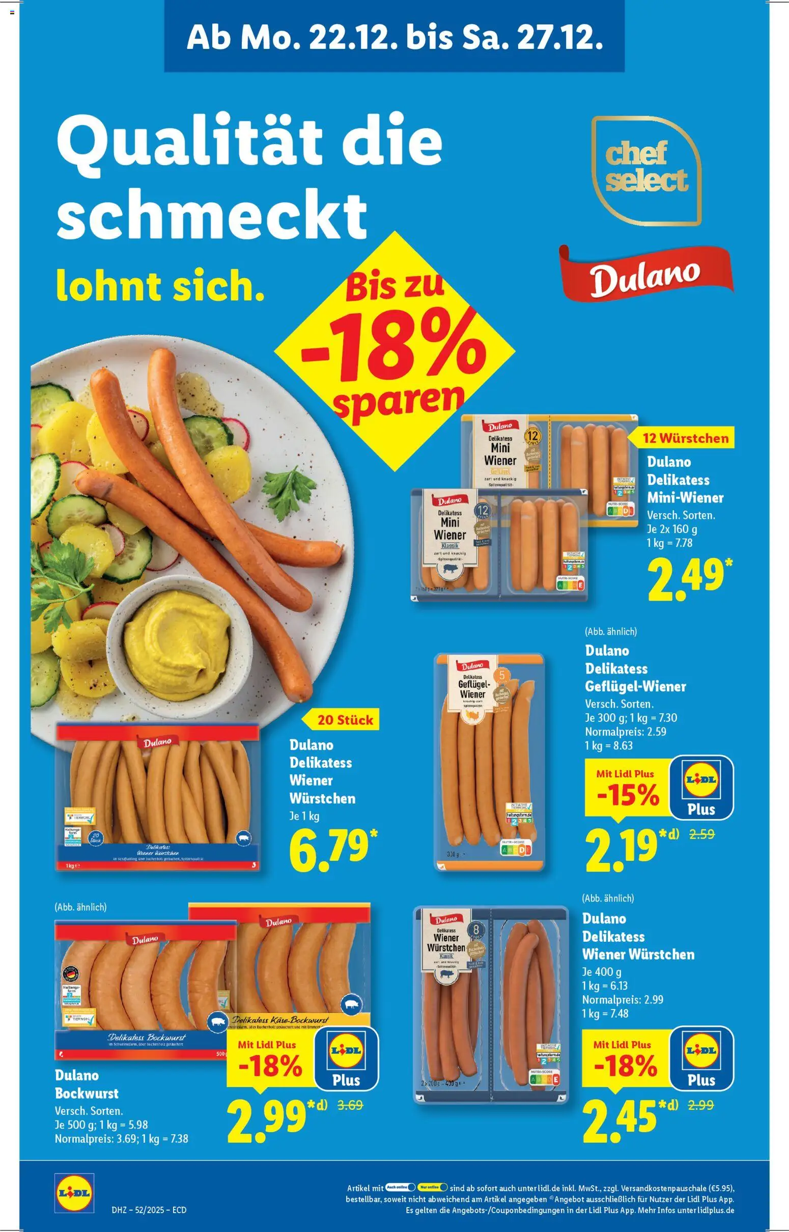 Lidl - Prospekt – gültig ab 22.12.2025 | Seite: 20 | Produkte: Bockwurst, Wiener wurstchen