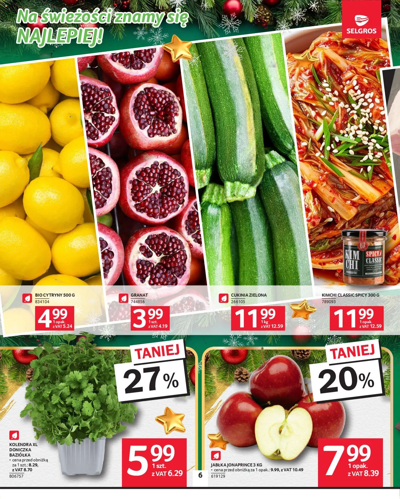 Selgros cash&carry Gazetka od 18.12.2025 | Strona: 6 | Produkty: Kimchi, Cytryny, Cukinia, Doniczka