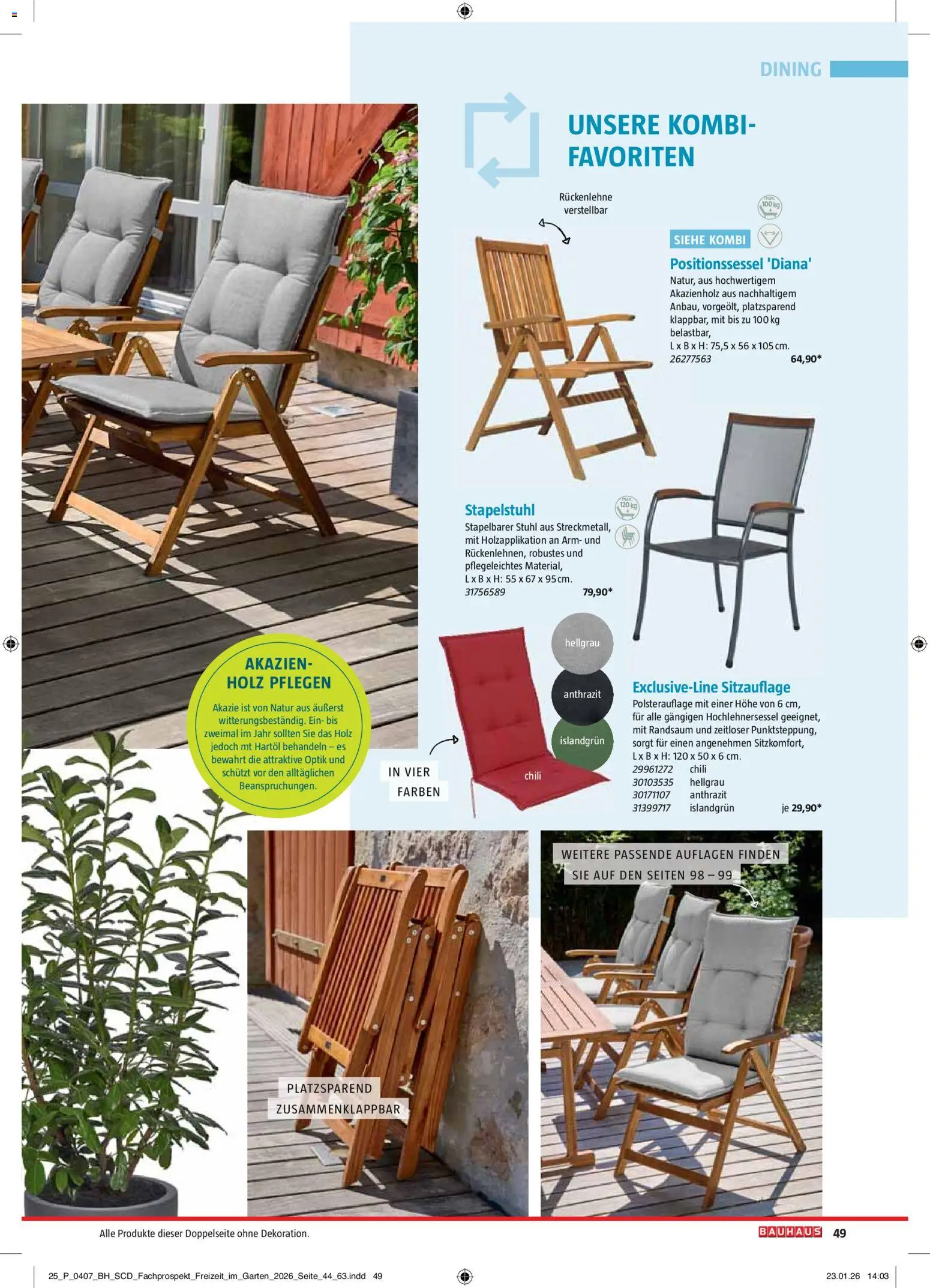 Bauhaus Freizeit im Garten – gültig ab 02.03.2026 | Seite: 49 | Produkte: Stuhl, Chili