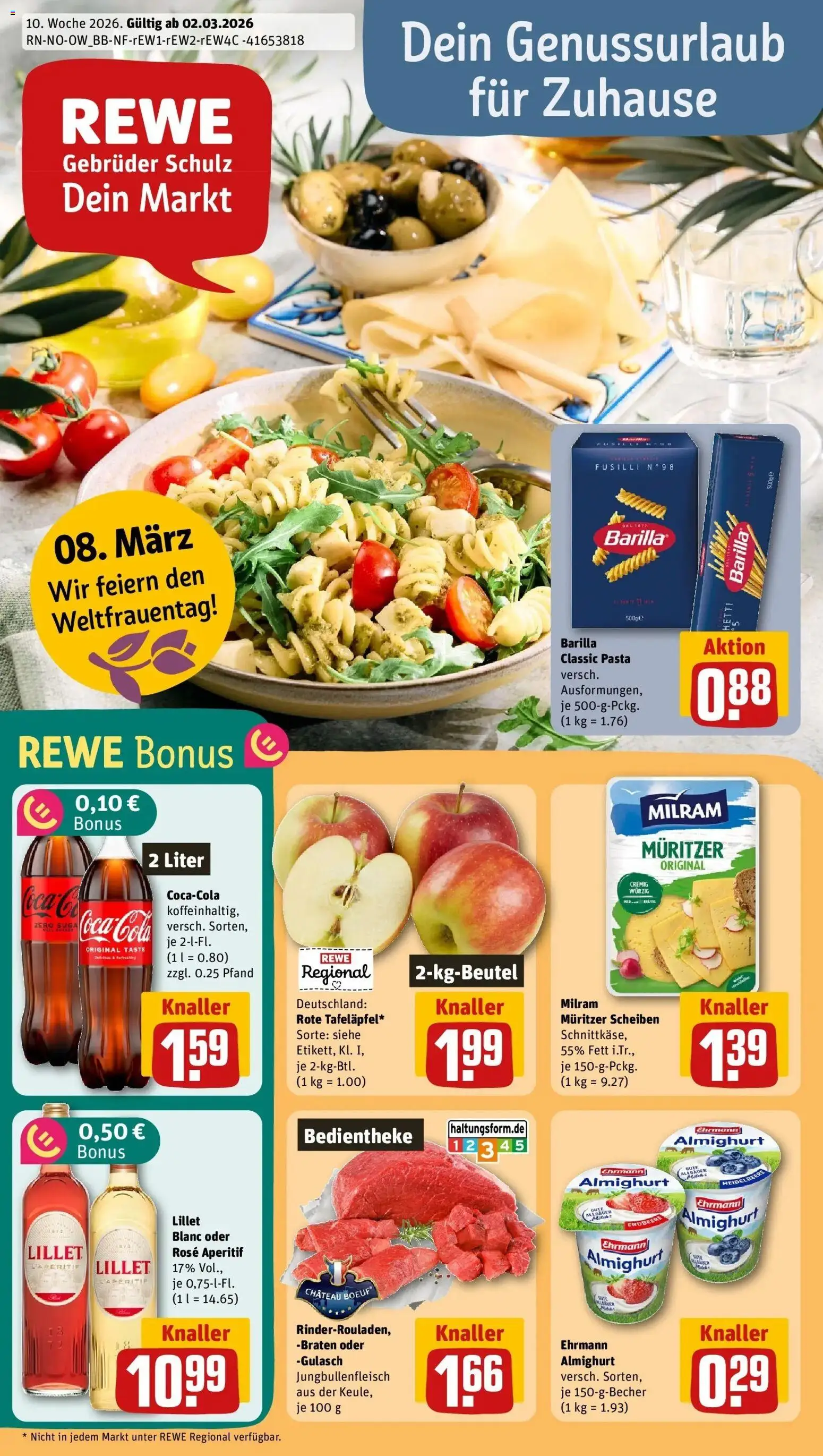 Rewe Prospekt Lemgo	 – gültig ab 01.03.2026 | Seite: 1 | Produkte: Cola, Barilla, Lillet, Pasta