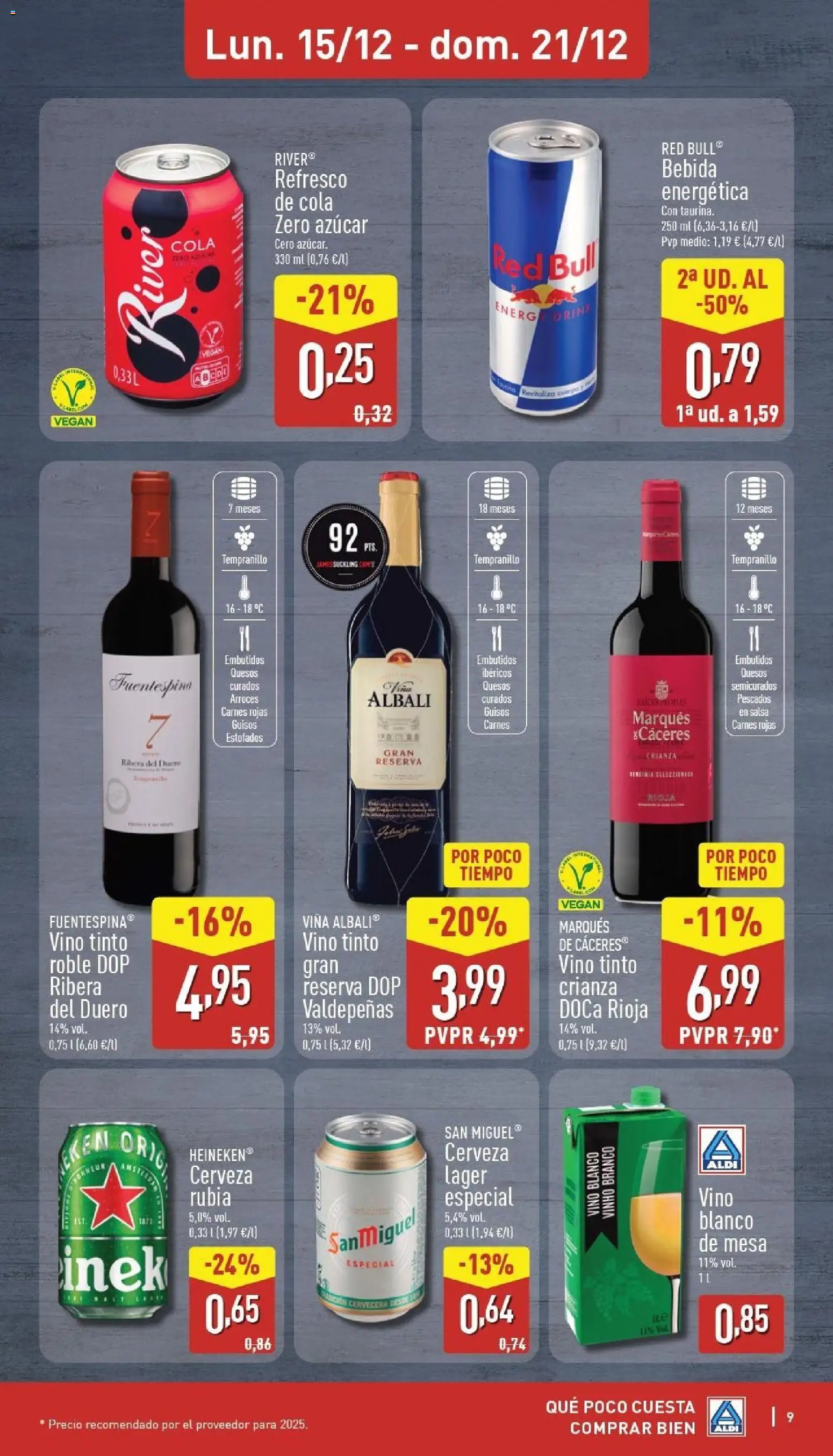 Aldi folleto Baleares │ válido desde el 15.12.2025 | Página: 9 | Productos: Vino, Νυχτικό, Mesa, Σπανάκι
