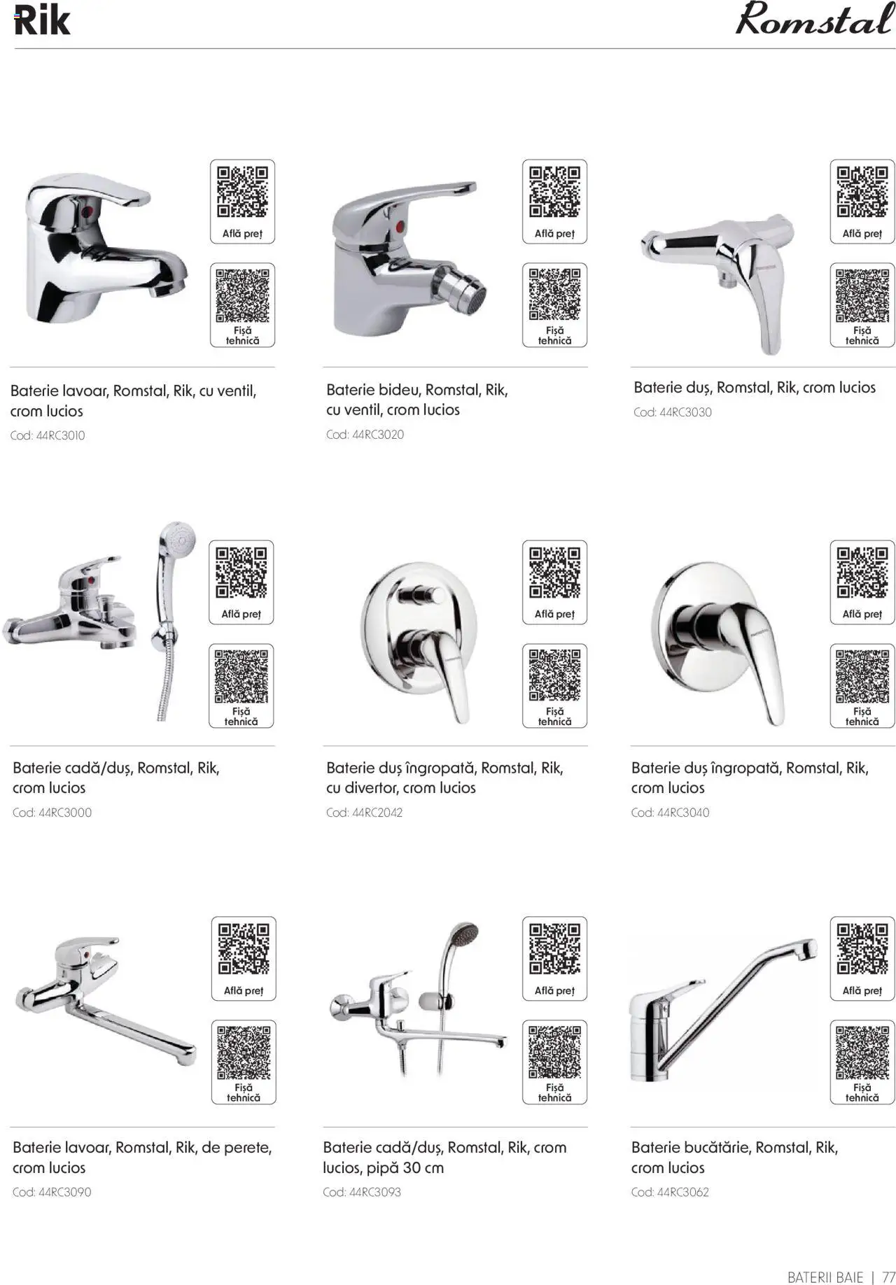 Catalog Romstal – valabil de la 25.11.2024 | Pagină: 77 | Produse: Baterie, Duș, Baterii