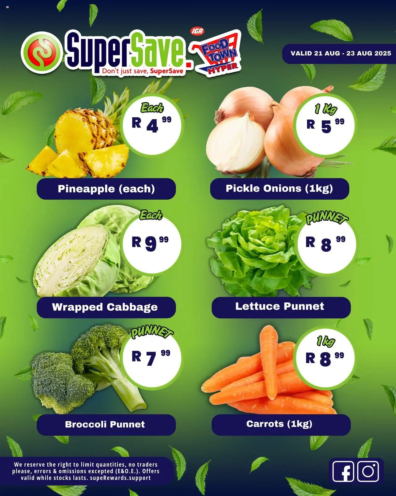 Super Save Produce Specials  │ valid from 21.08.2025 | Page: 5 | Products: Pineapple, Carrots, Onions, Lettuce
