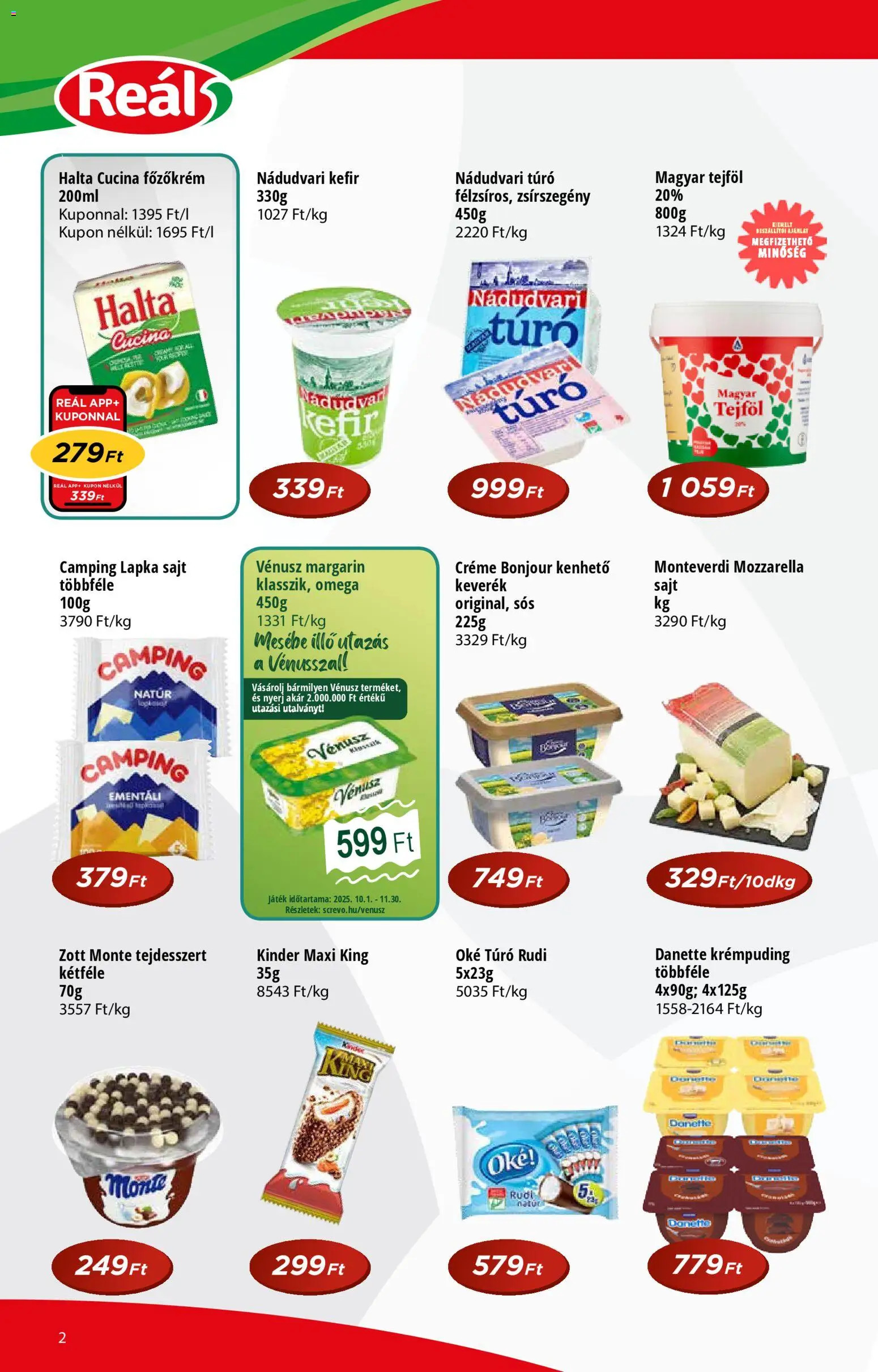 Reál akciós ujság - amely érvényes a következő dátumtól: 12.11.2025 | Oldal: 2 | Termékek: Játék, Sajt, Tejföl, Túró