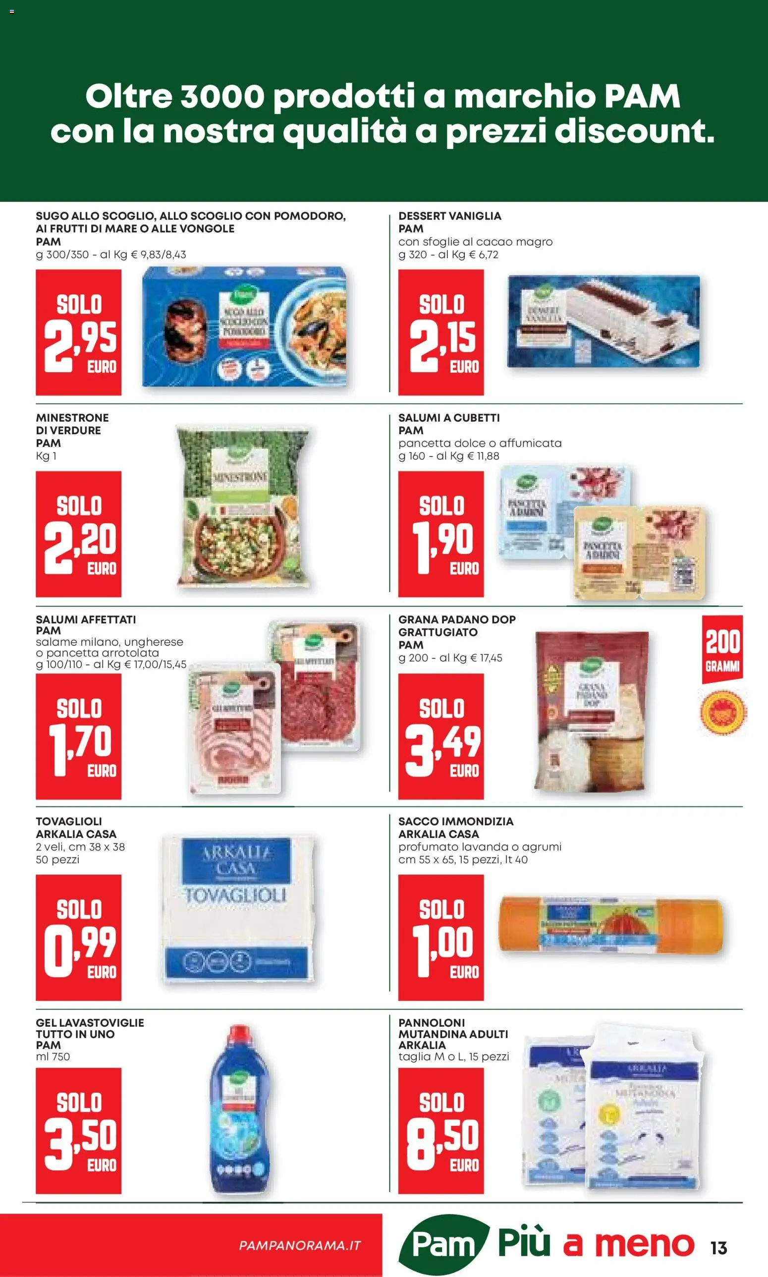 Volantino Panorama del 12.03.2026 | Pagina: 13 | Prodotti: Minestrone, Agrumi, Lavastoviglie, Grana Padano