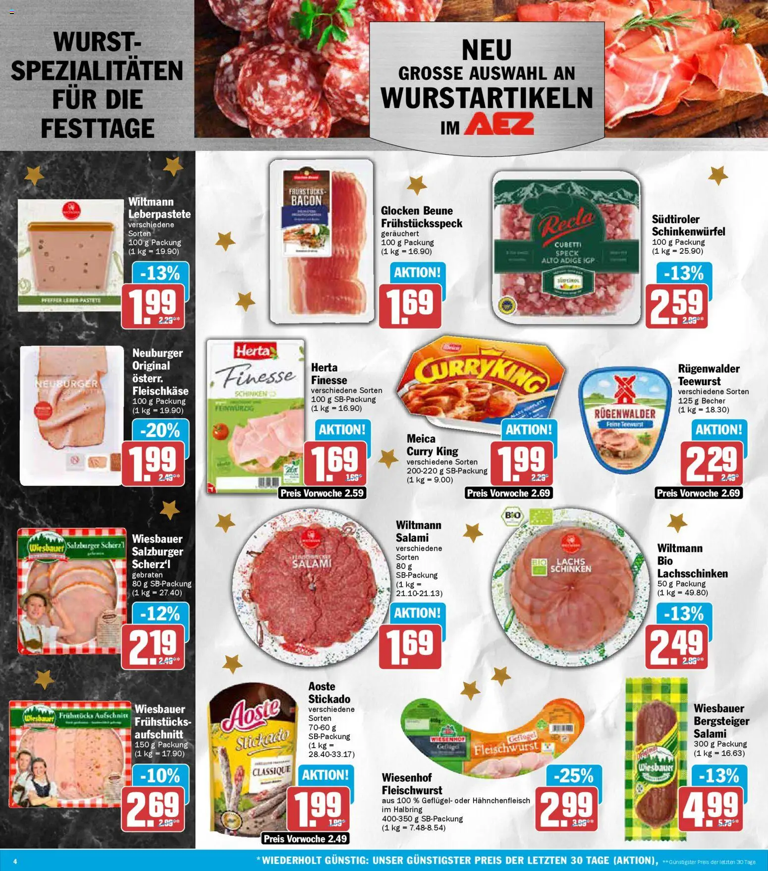 AEZ Prospekt 	 – gültig ab 15.12.2025 | Seite: 4 | Produkte: Meica, Wurst, Salami, Schinken