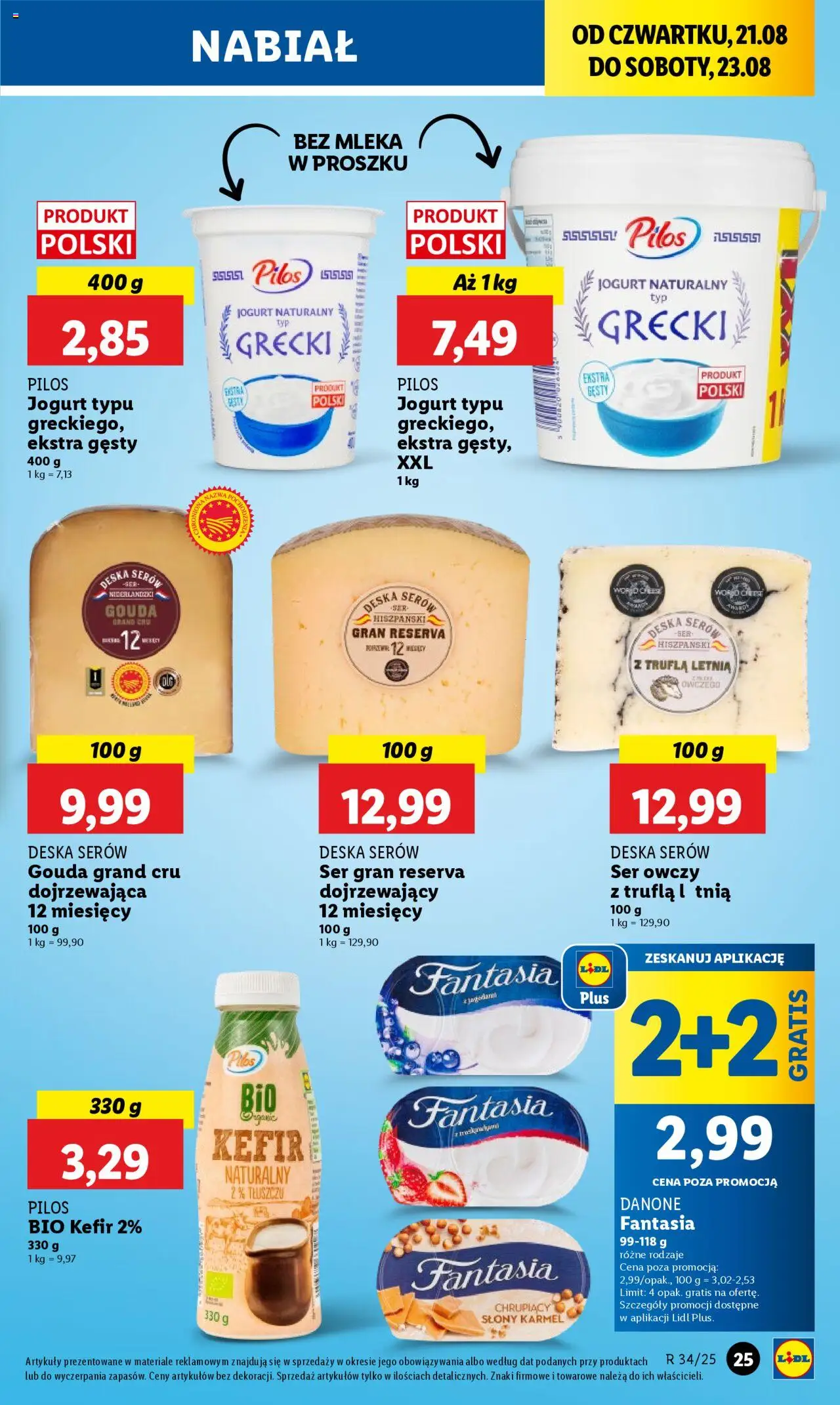 Lidl Gazetka od 21.08.2025 | Strona: 29 | Produkty: Ser owczy, Deska serów, Jogurt naturalny, Mleka