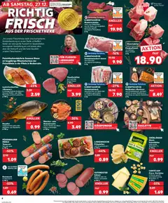 Räucher- oder Graved Lachs, versch. Sorten, aus Aquakultur in Norwegen ab 27.12.2025 gültig | Seite: 8 | Produkte: Schweinebauch, Salami, Fondue, Fleisch