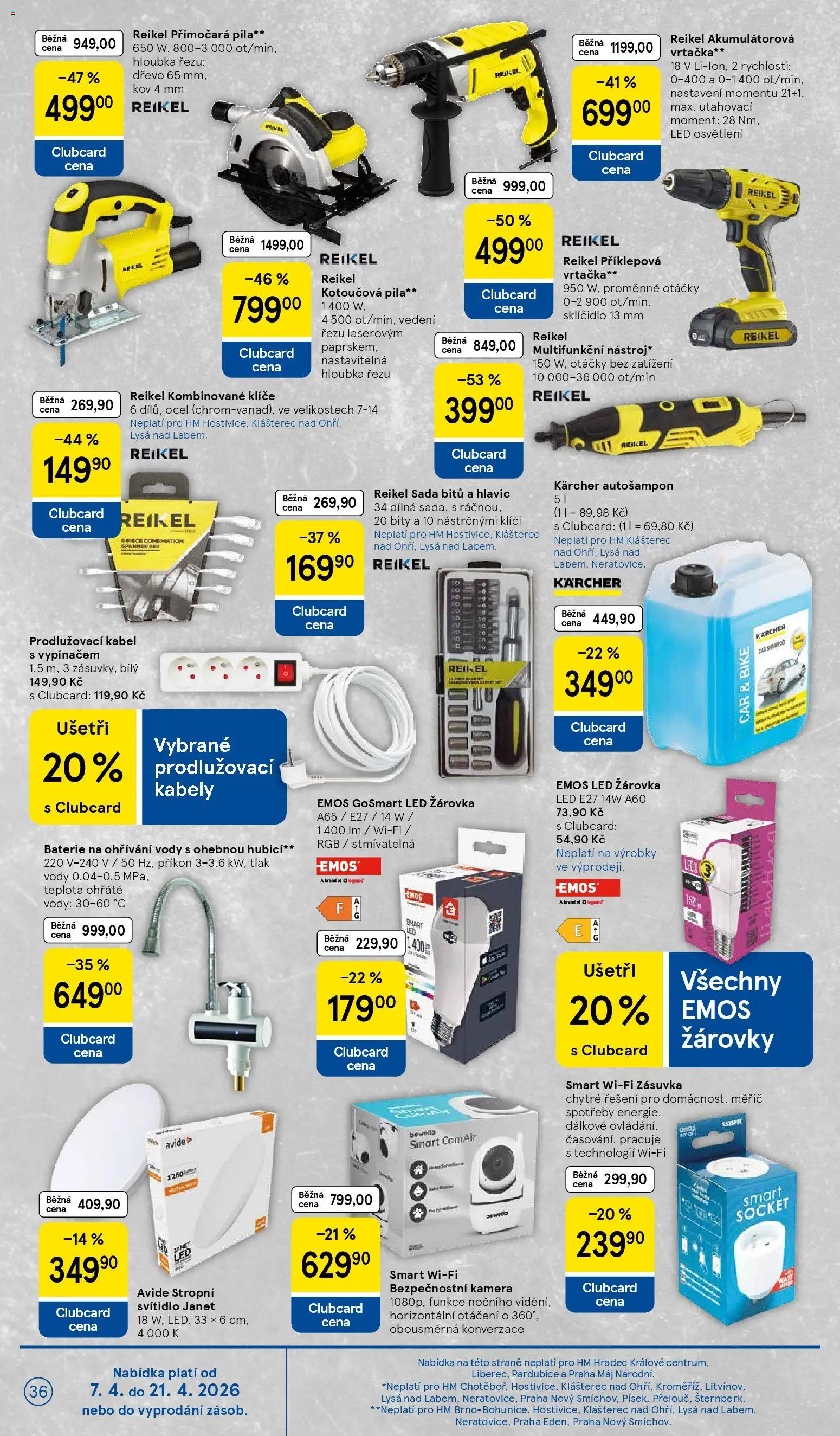 Tesco leták - Hypermarket od 07.04.2026 | Strana: 36 | Produkty: Kamera, Kabel, Prodlužovací kabel, Baterie