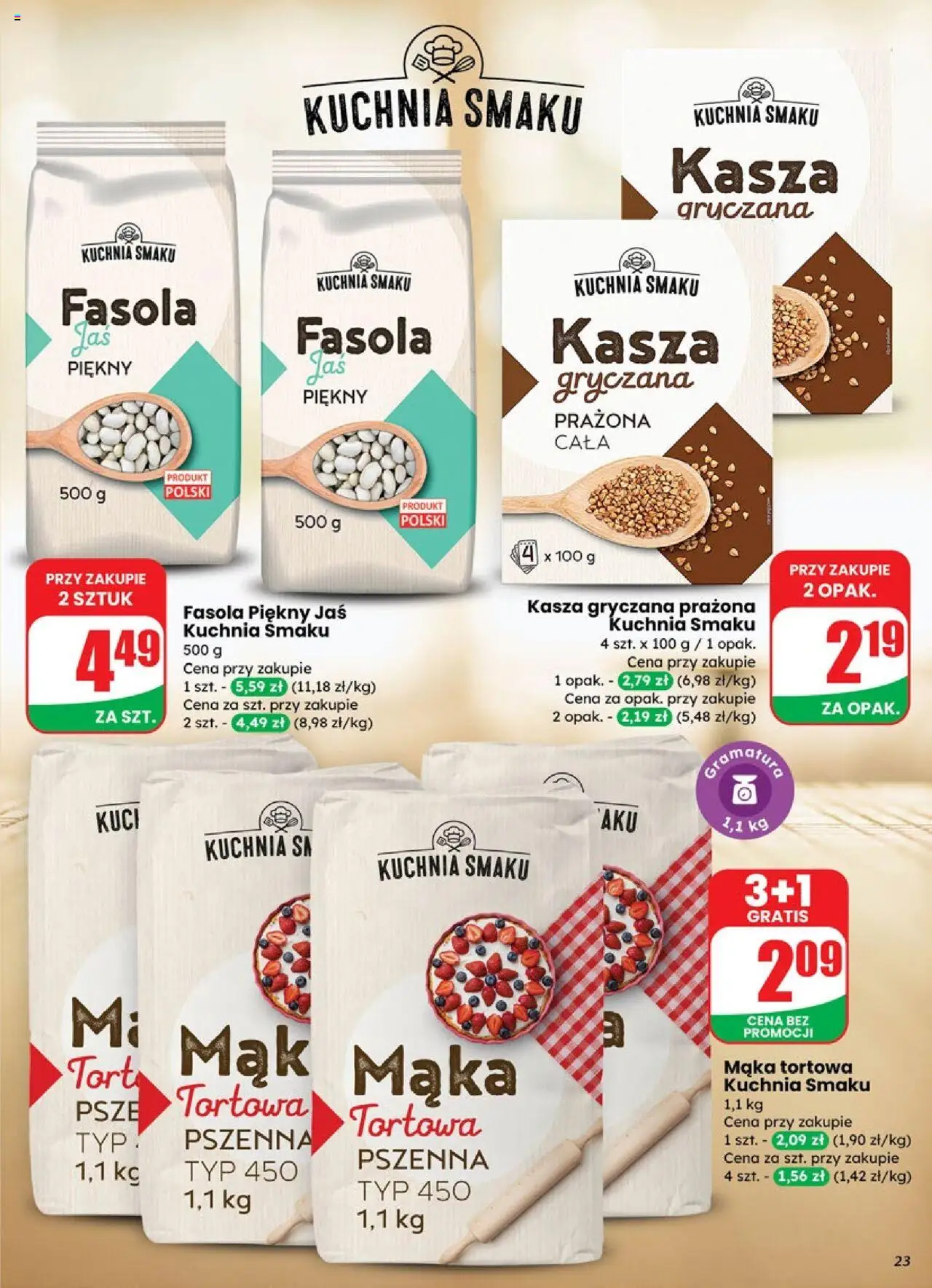 Dino Gazetka od 01.10.2025 | Strona: 23 | Produkty: Kasza, Kasza gryczana, Tort, Fasola piękny jaś