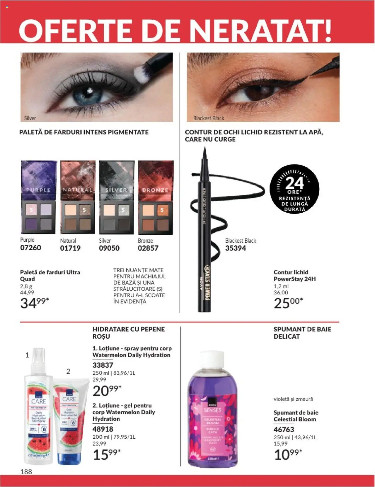Catalog Avon - 08 2025 – valabil de la 01.08.2025 | Pagină: 188 | Produse: Zmeură, Body, Spumant de baie