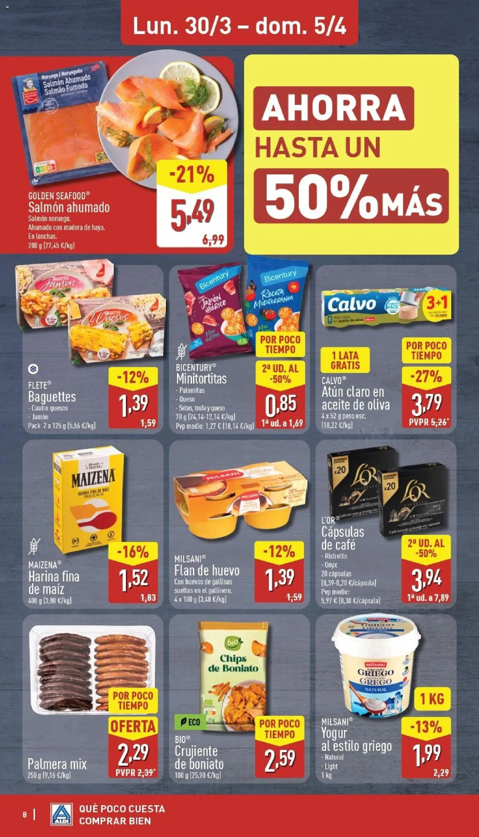 Aldi folleto Canarias │ válido desde el 30.03.2026 | Página: 8 | Productos: Huevos, Café, Jamón, Aceite de oliva