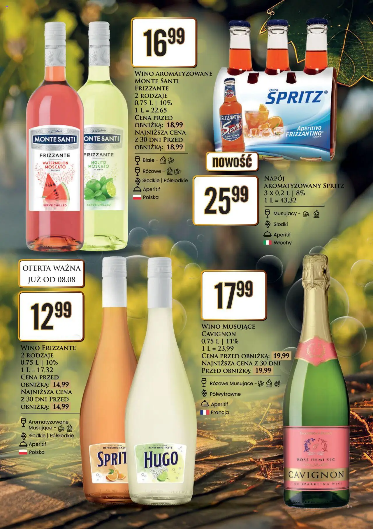 Dino Gazetka alkoholowa od 11.08.2025 | Strona: 25 | Produkty: Monte Santi, Wino