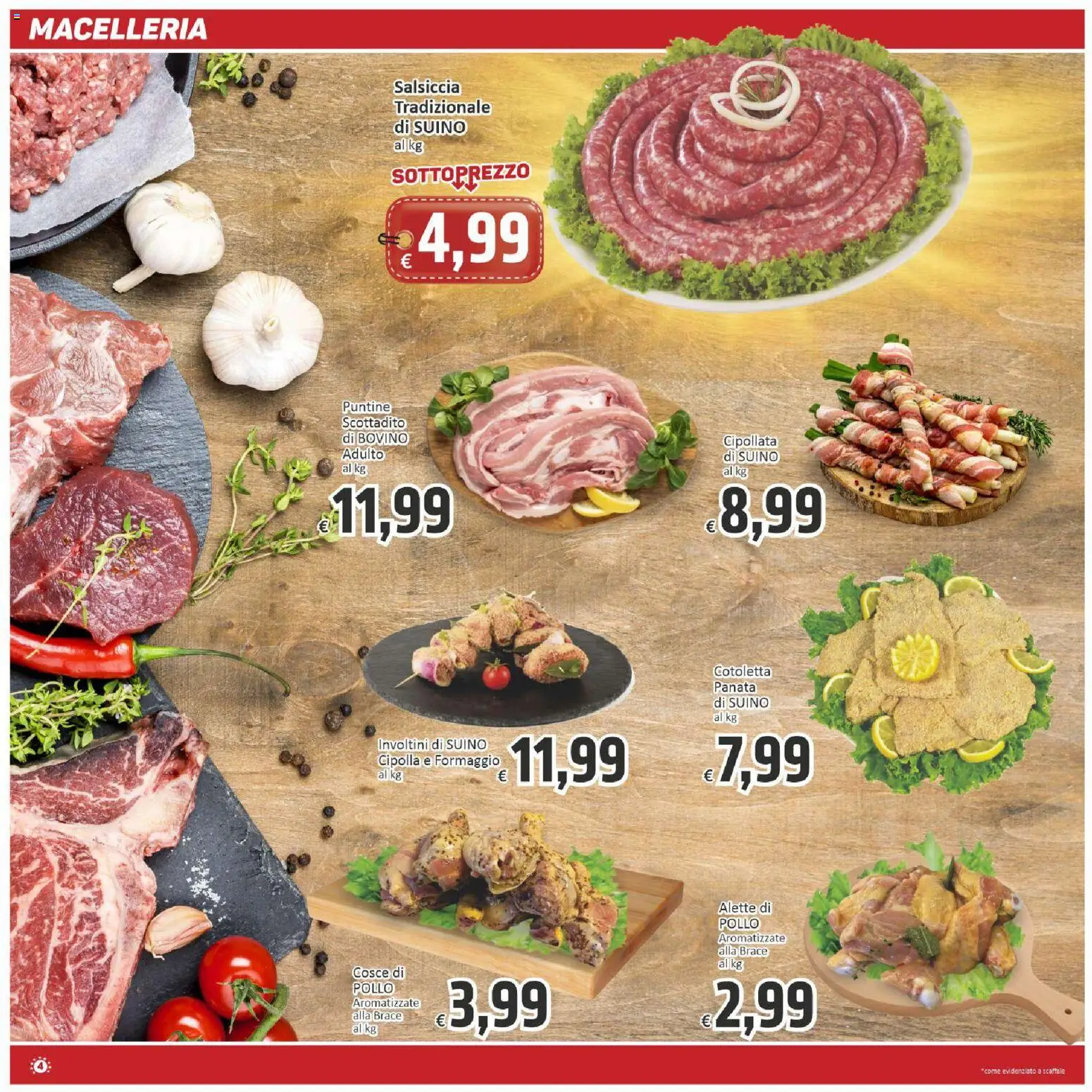 Volantino Paghi Poco del 27.04.2026 | Pagina: 4 | Prodotti: Scottadito, Pollo, Suino, Salsiccia