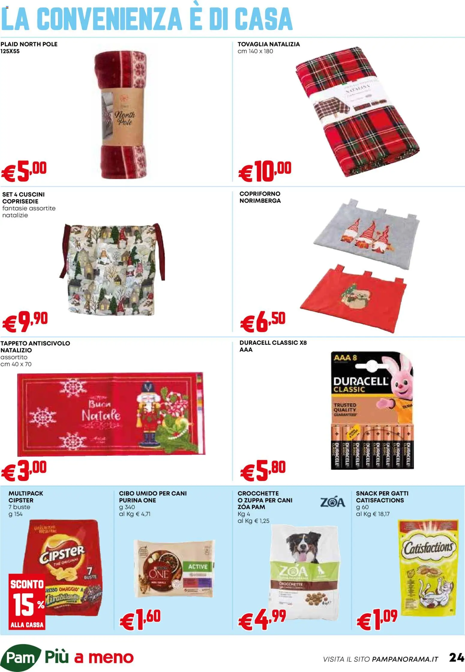 Volantino PAM del 04.12.2025 | Pagina: 24 | Prodotti: Plaid, Crocchette, Tovaglia, Tappeto