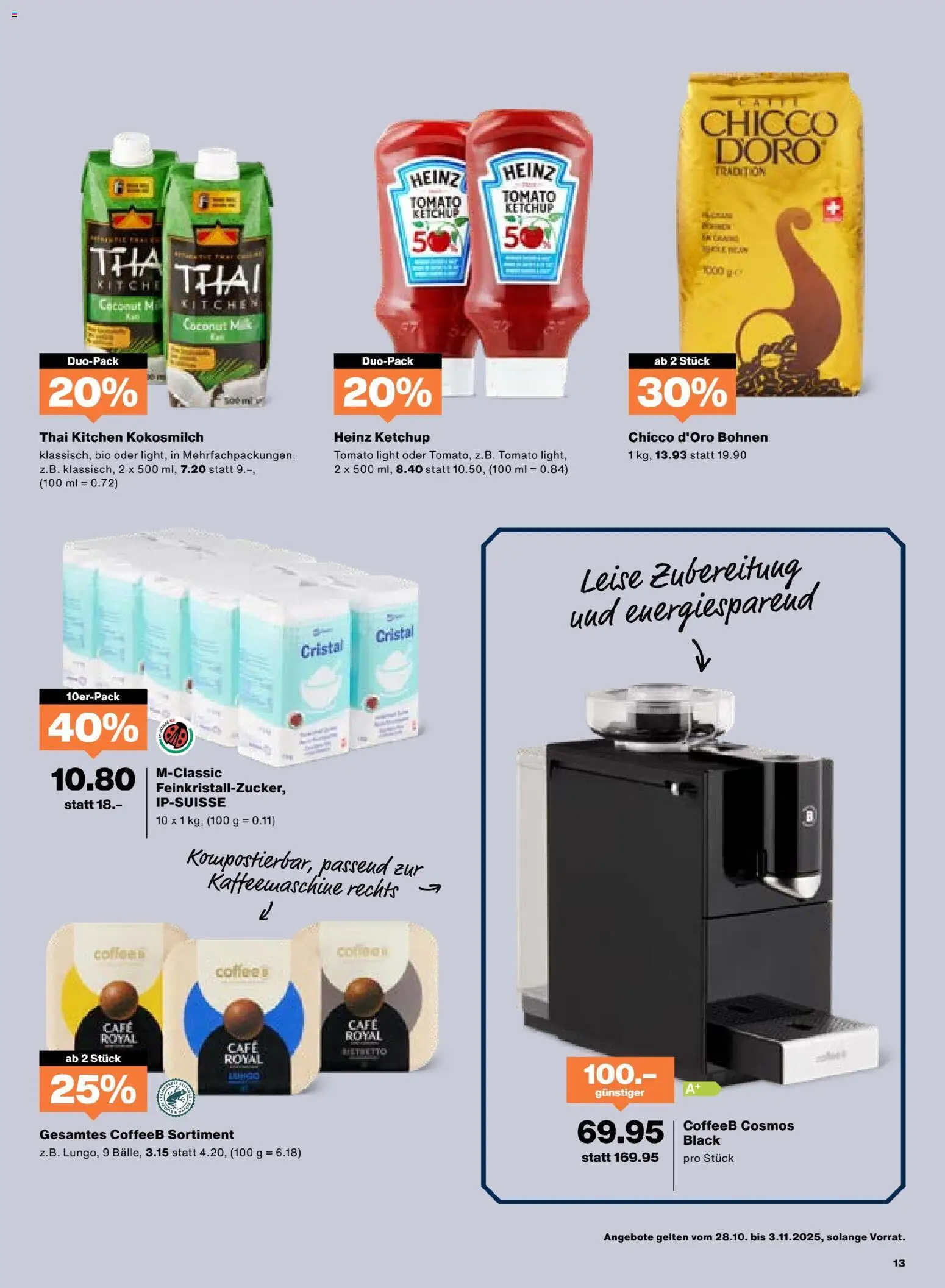 Migros Aktionen – gültig ab 28.10.2025 | Seite: 13 | Produkte: Ketchup, Kaffeemaschine