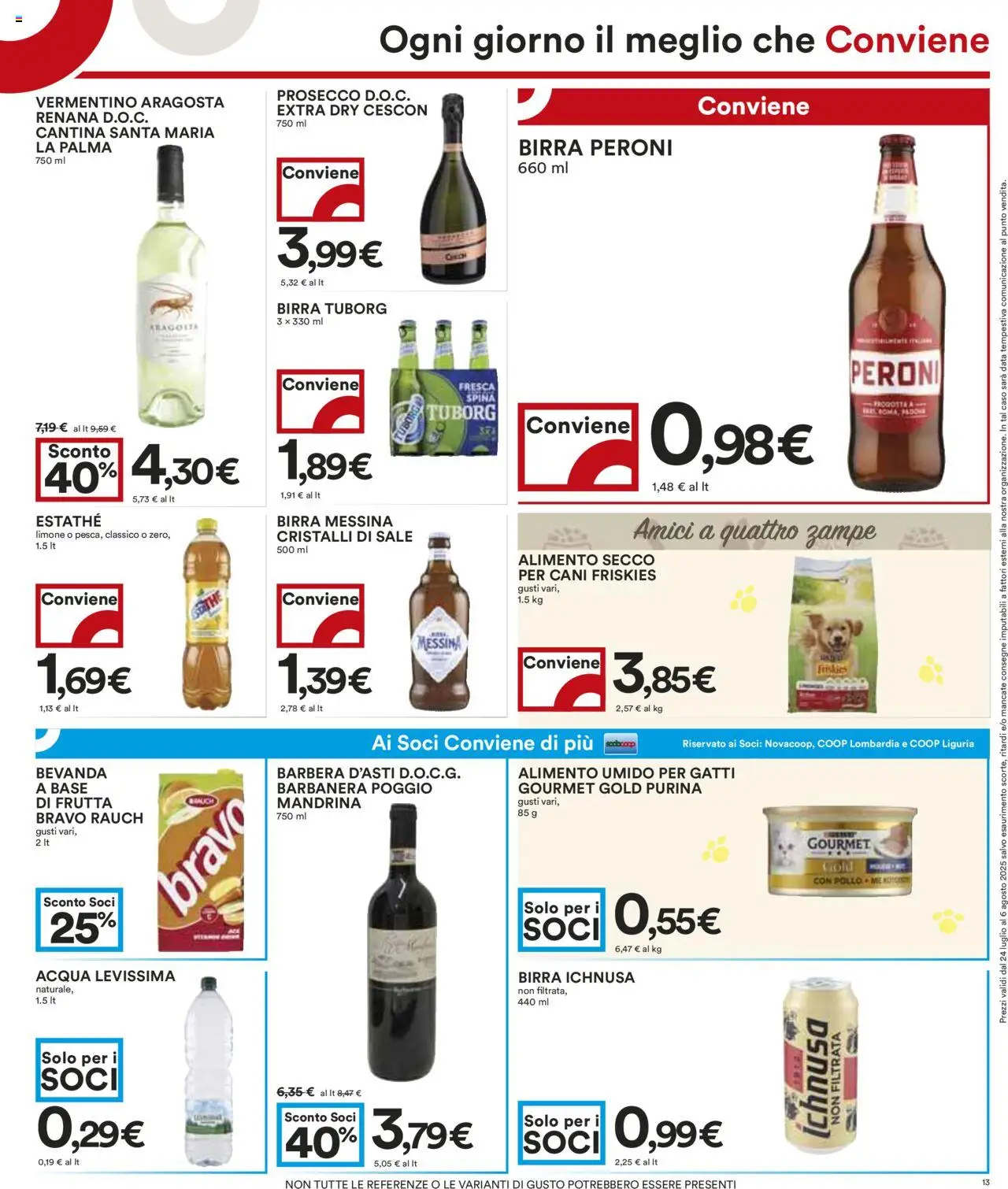Volantino COOP del 24.07.2025 | Pagina: 13 | Prodotti: Birra, Acqua, Limone, Birra messina