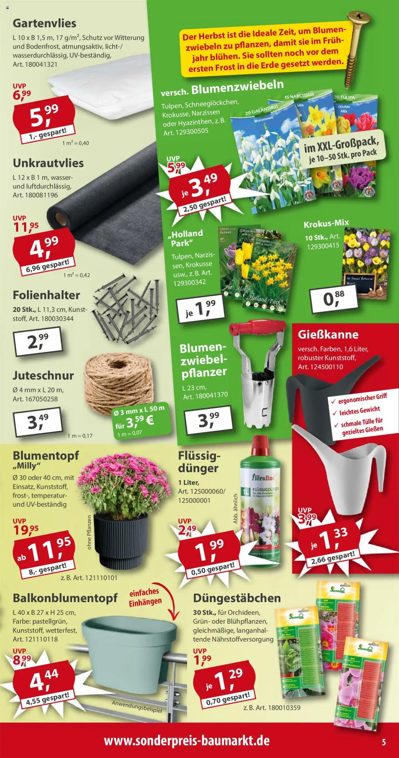 Sonderpreis Baumarkt Prospekt 	 – gültig ab 27.09.2025 | Seite: 5 | Produkte: Blumentopf, Blumen, Zwiebeln, Wasser