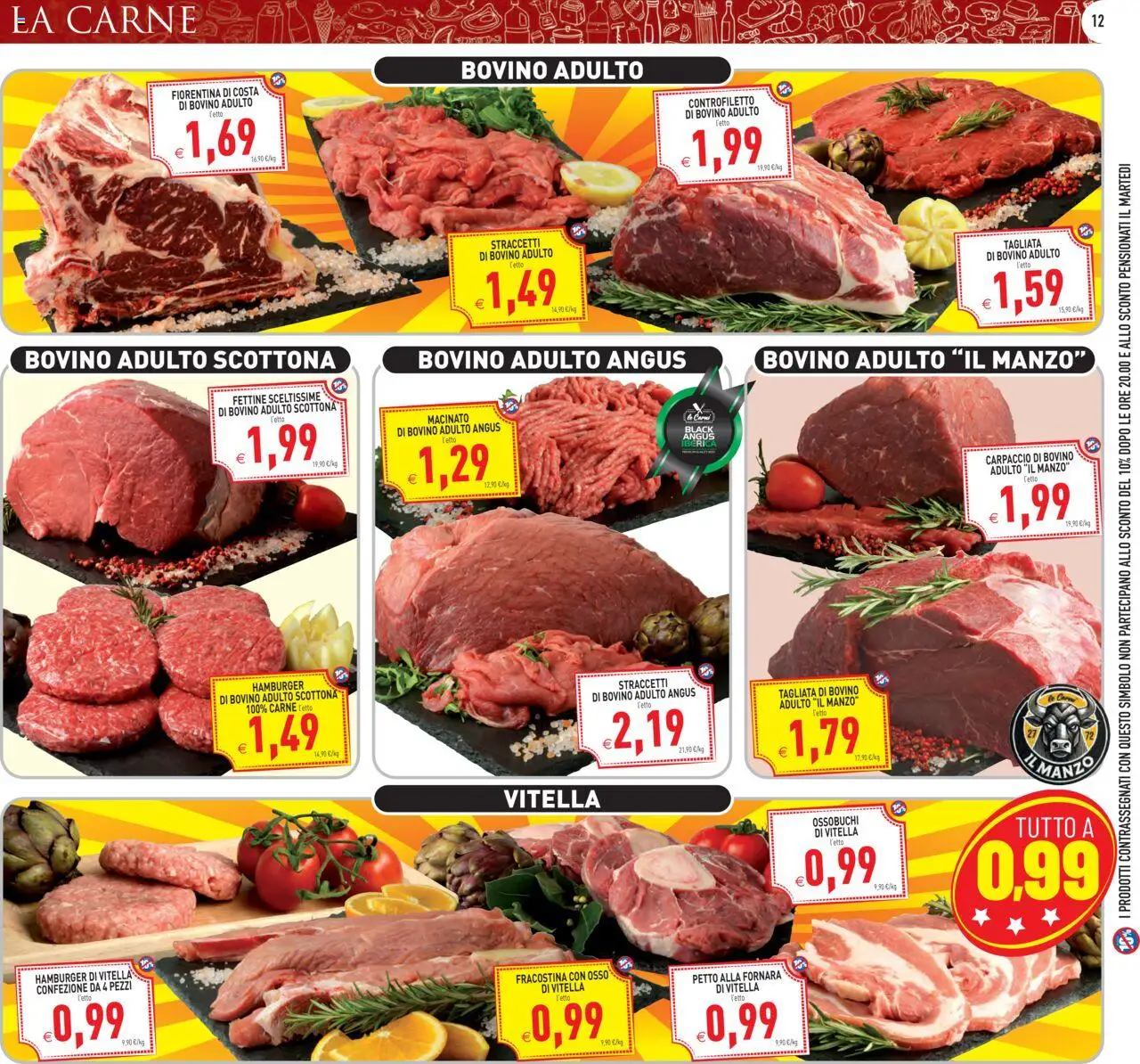 Volantino PIM Supermercati del 25.07.2025 | Pagina: 12 | Prodotti: Bovino, Manzo, Hamburger, Macinato