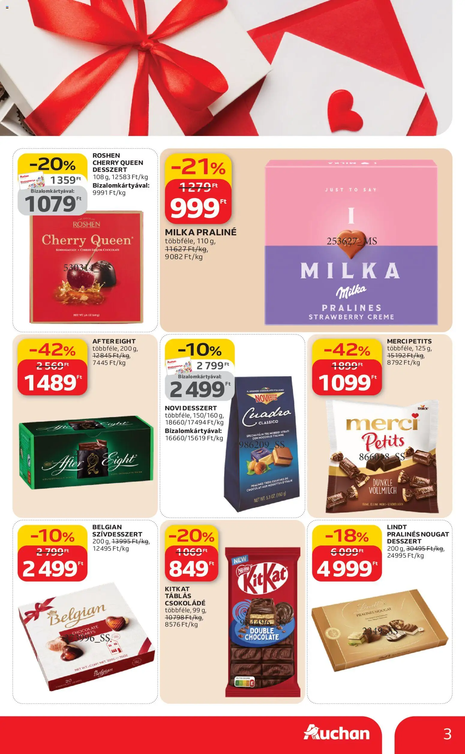 Auchan akciós ujság - amely érvényes a következő dátumtól: 05.02.2026 | Oldal: 3 | Termékek: Praliné, Csokoládé