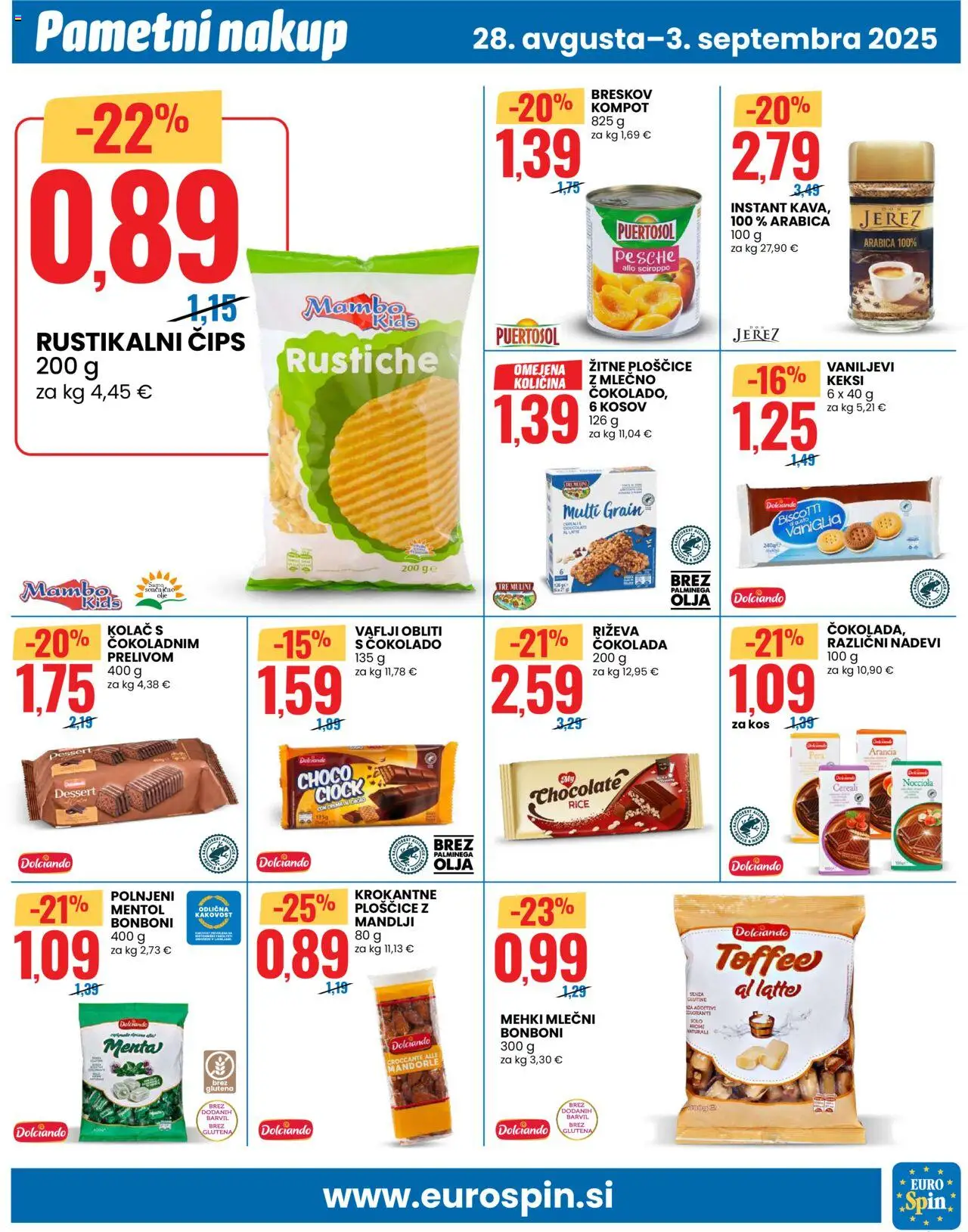 Eurospin katalog │ velja od 28.08.2025 | Stran: 9 | Izdelki: Vaflji, Kos, Ploščice, Cokolada