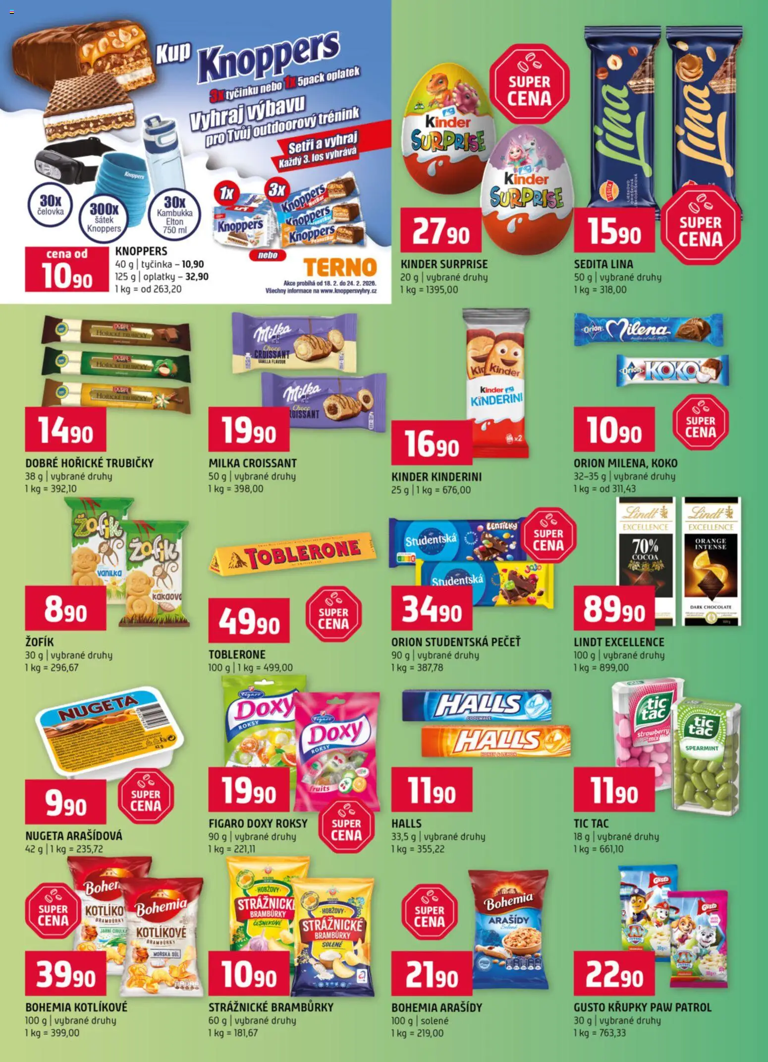 Terno leták od 18.02.2026 | Strana: 8 | Produkty: Lindt, Šátek, Studentská pečeť, Tác