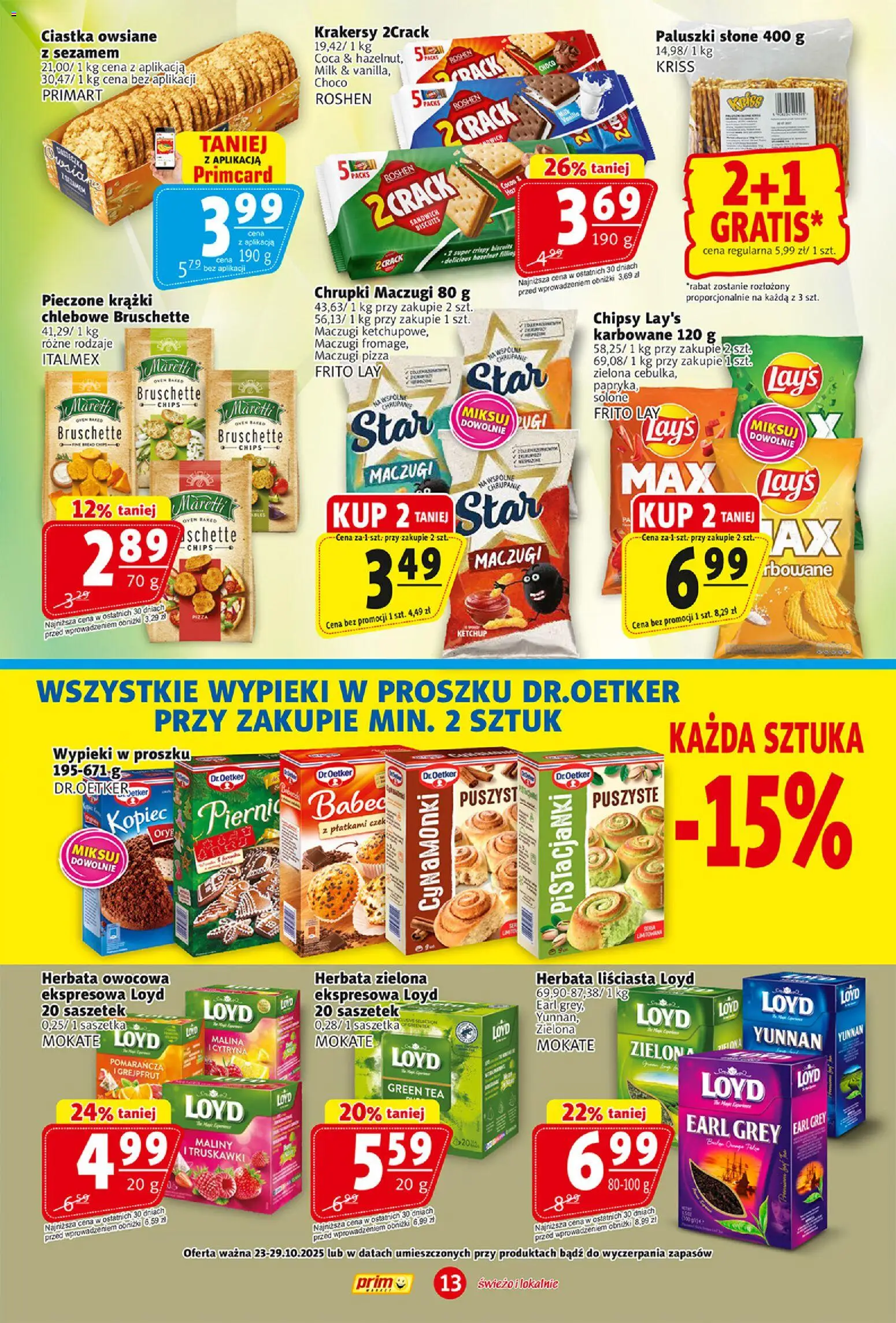 Prim Market Gazetka od 23.10.2025 | Strona: 13 | Produkty: Cytryna, Chrupki, Sandwich, Ciastka