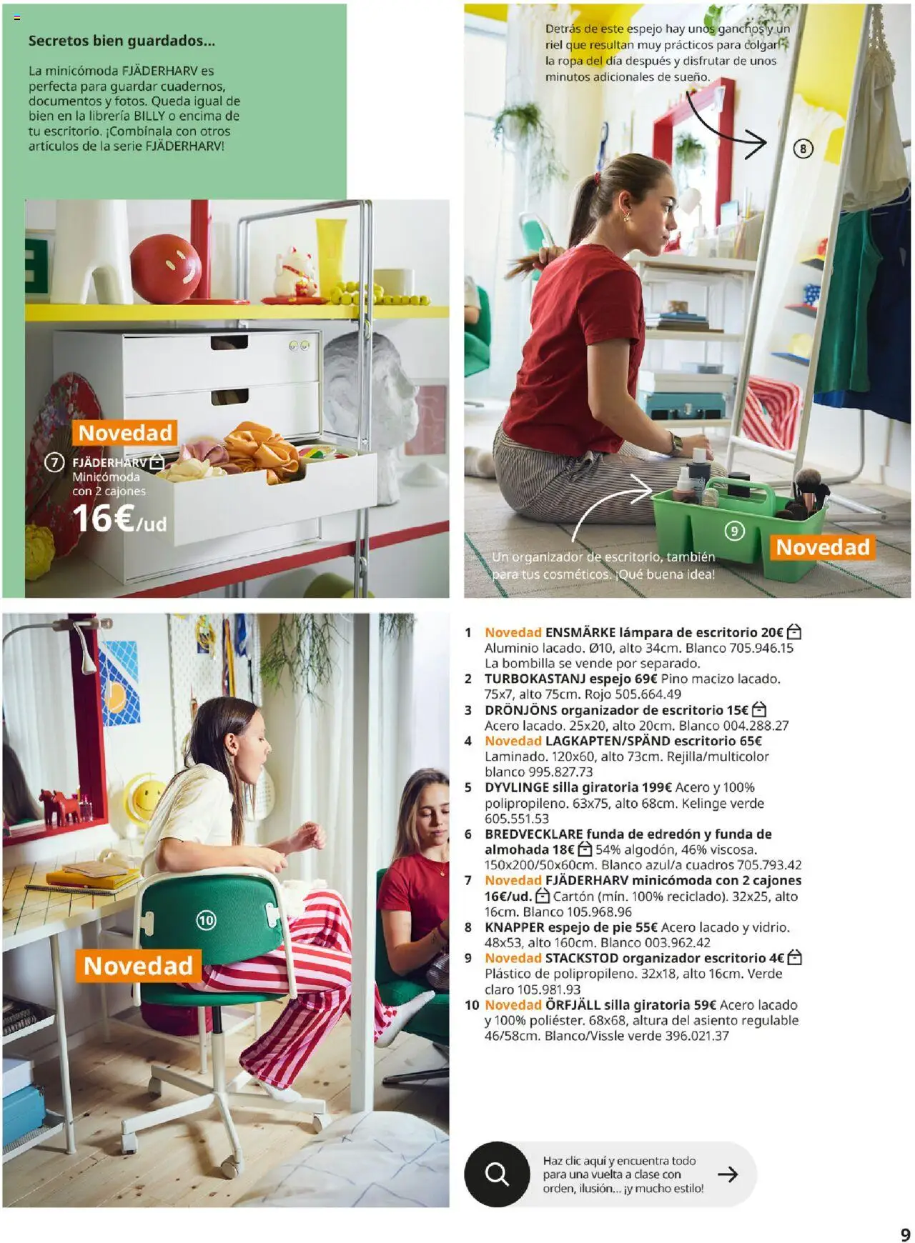 Catálogo IKEA Vuelta a clase │ válido desde el 01.08.2025 | Página: 9 | Productos: Funda, Almohada, Espejo, Lámpara