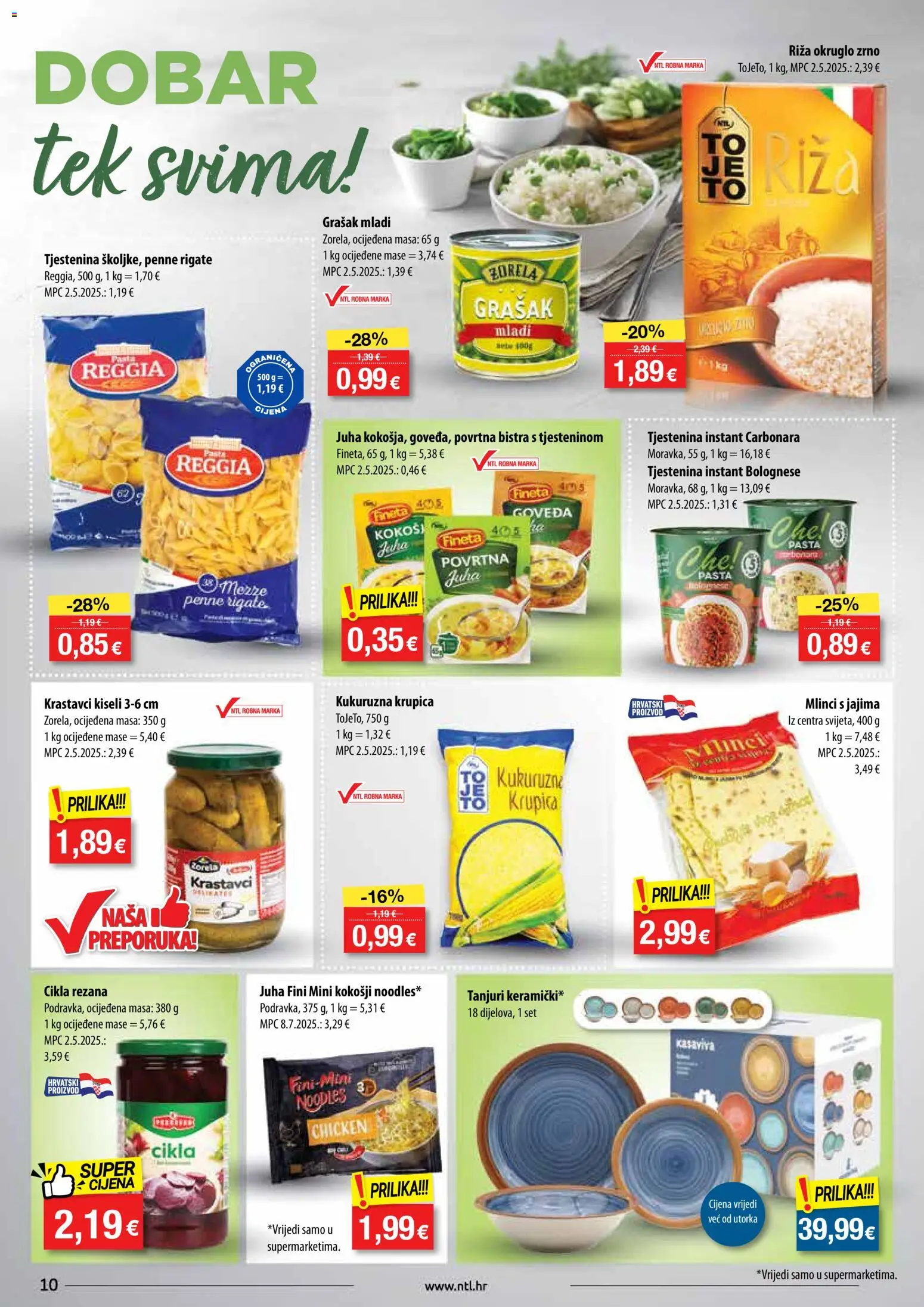 NTL katalog | vrijedi od 29.10.2025 | Stranica: 10 | Proizvodi: Krupica, Tjestenina, Krastavci, Tanjuri