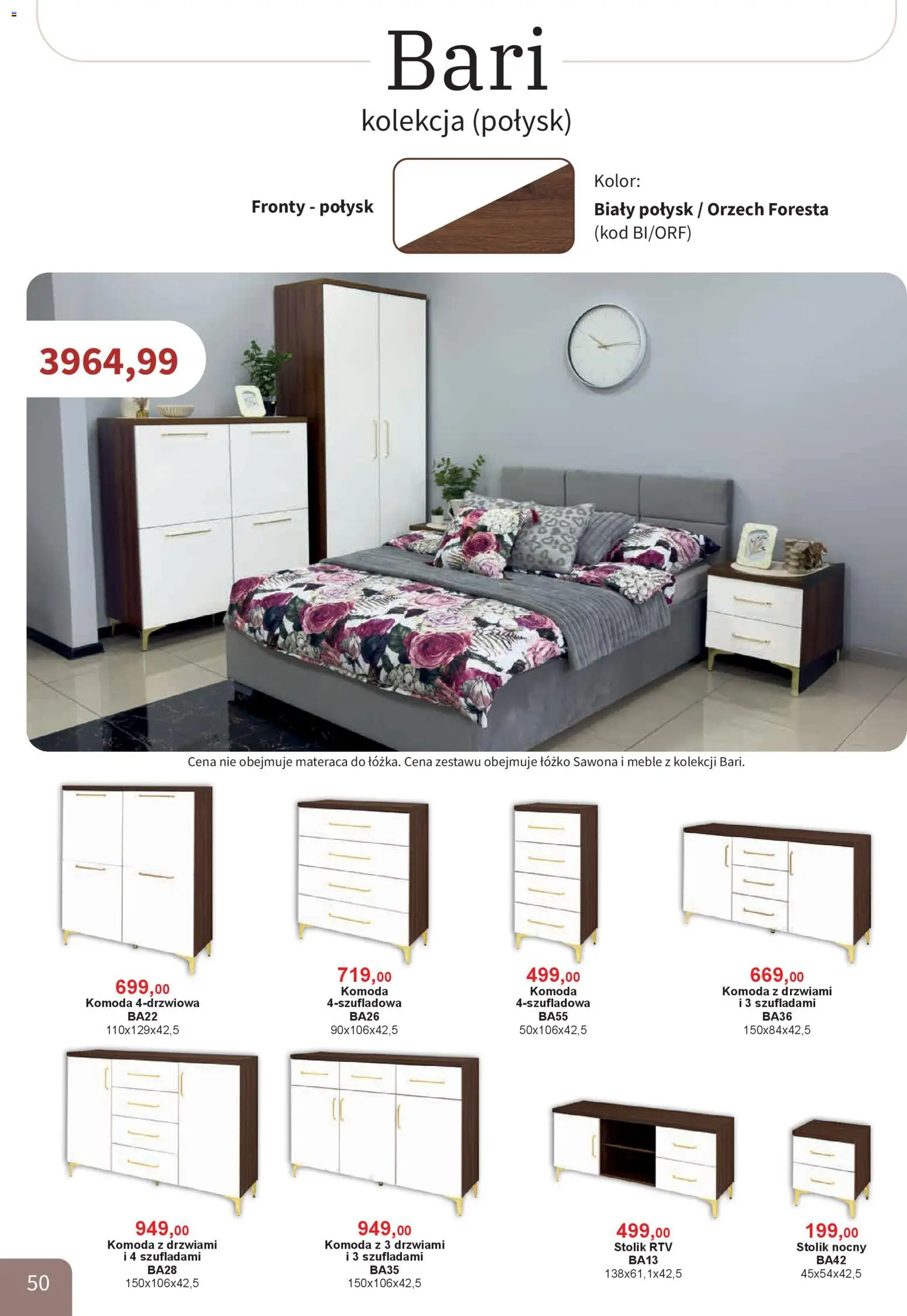 Bodzio Katalog od 01.01.2026 | Strona: 50 | Produkty: Łóżko, Komoda, Stolik nocny