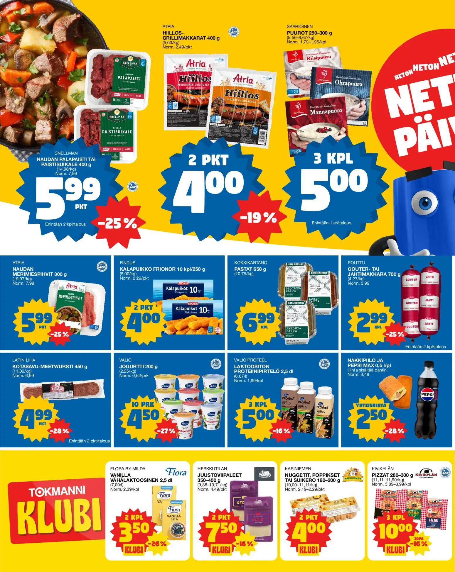 Tokmanni Ruokatarjoukset – voimassa 05.03.2026 alkaen | Sivu: 2 | Tuotteet: Lohi, Pirtelö, Pepsi, Salami