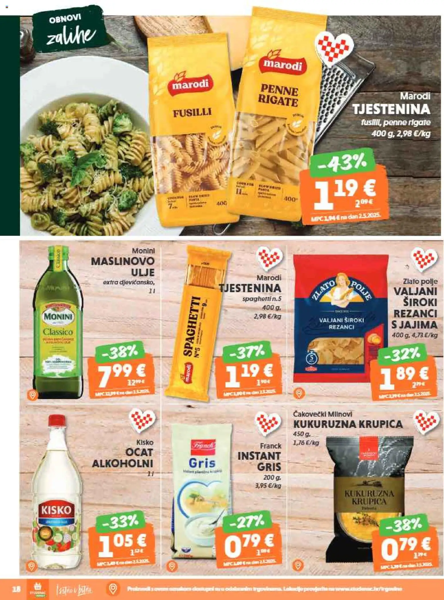 Studenac katalog | vrijedi od 21.01.2026 | Stranica: 18 | Proizvodi: Maslinovo ulje, Rezanci, Tjestenina, Ocat