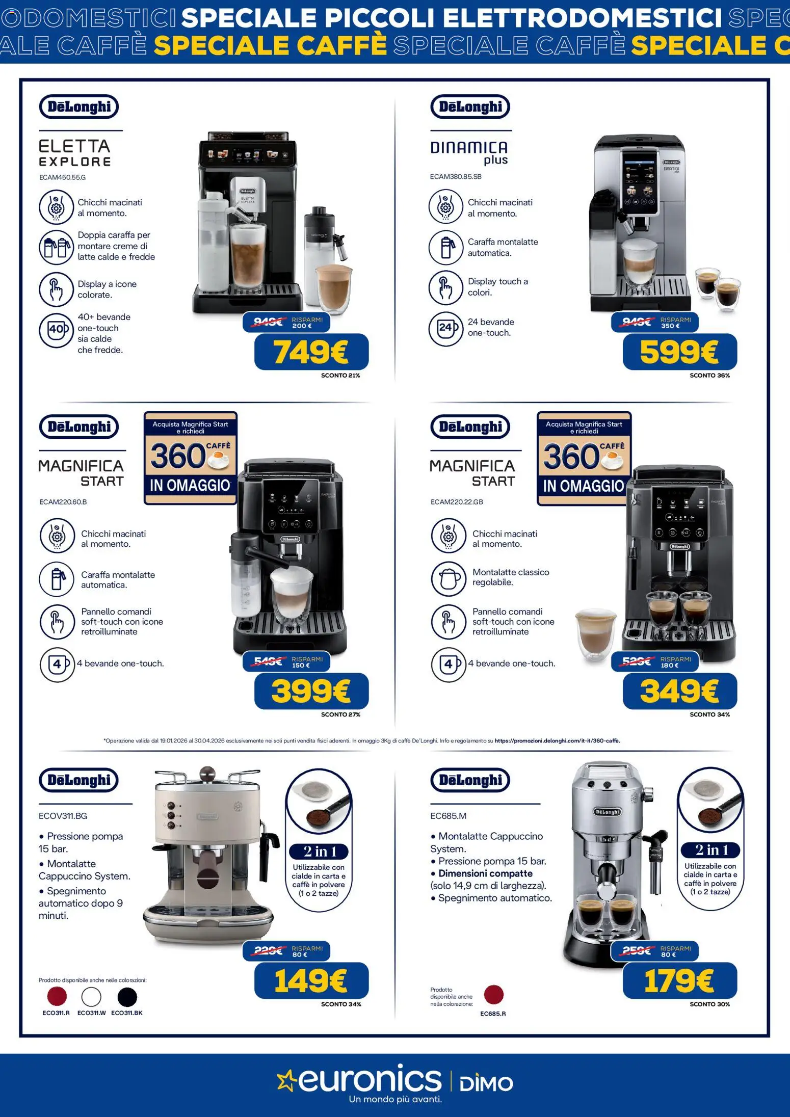 Volantino Euronics del 09.03.2026 | Pagina: 2 | Prodotti: Caraffa, Caffè, Latte
