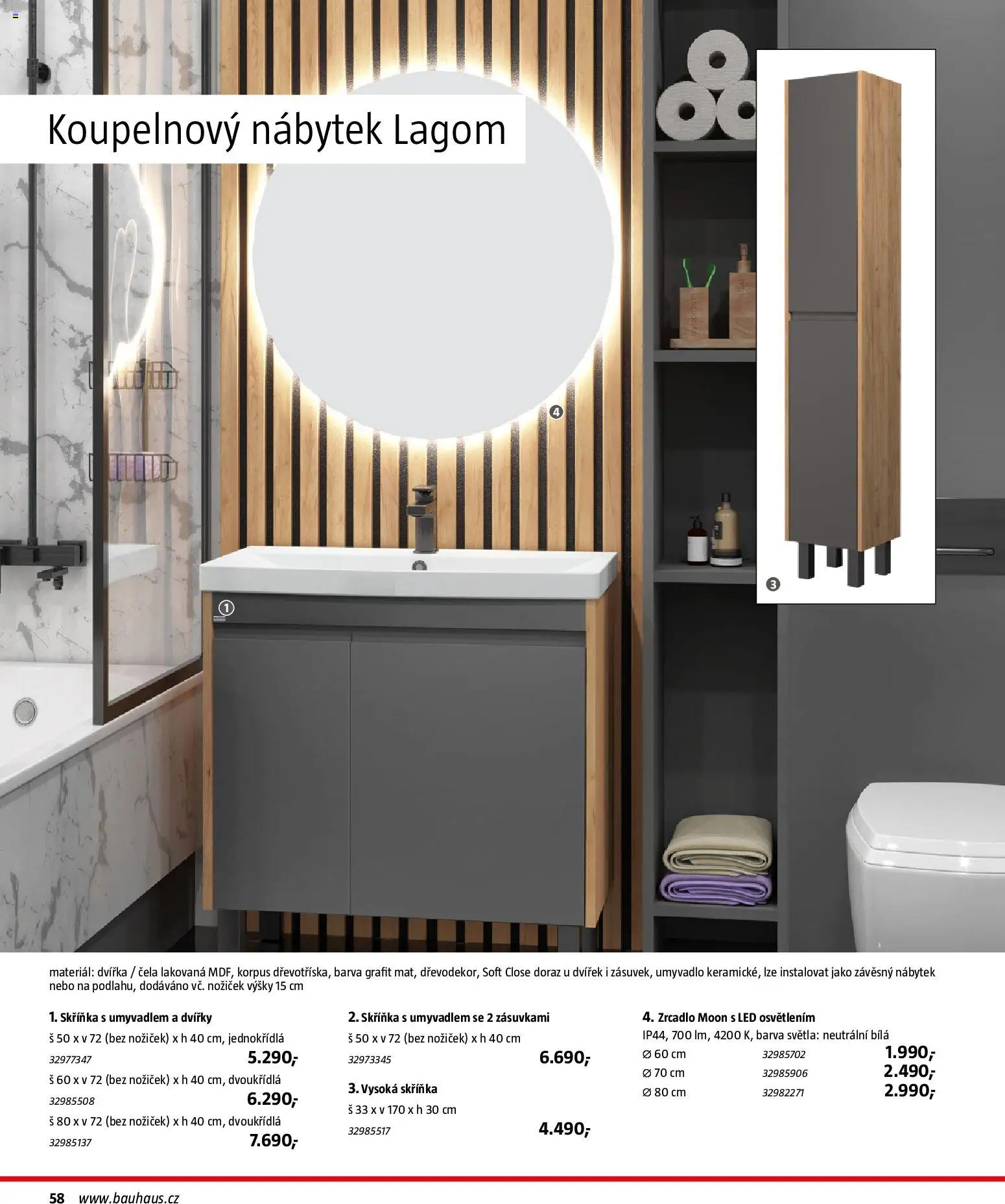 Bauhaus katalog Sanita od 03.11.2025 | Strana: 58 | Produkty: Koupelnový nábytek, Nábytek, Skříňka, LED