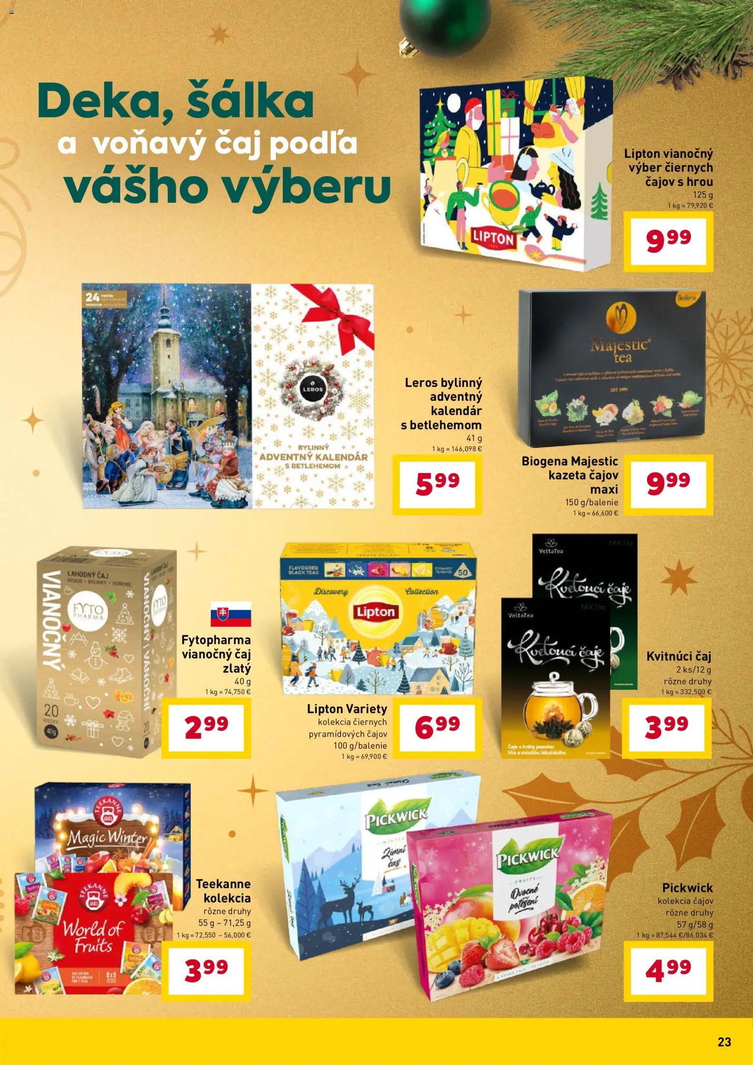 Nové Billa akcie – leták je platný od 12.12.2025 | Strana: 23 | Produkty: Čaj, Kvety, Teekanne, Ovocie