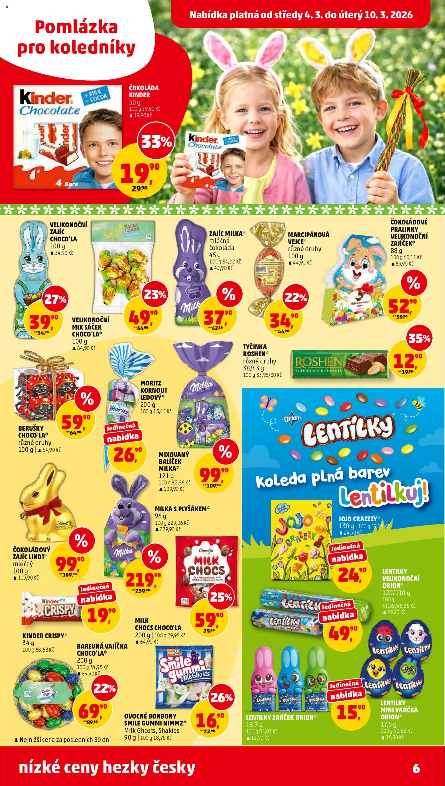 Penny Market leták od 04.03.2026 | Strana: 6 | Produkty: Milka, Kinder, Lentilky, Sáček
