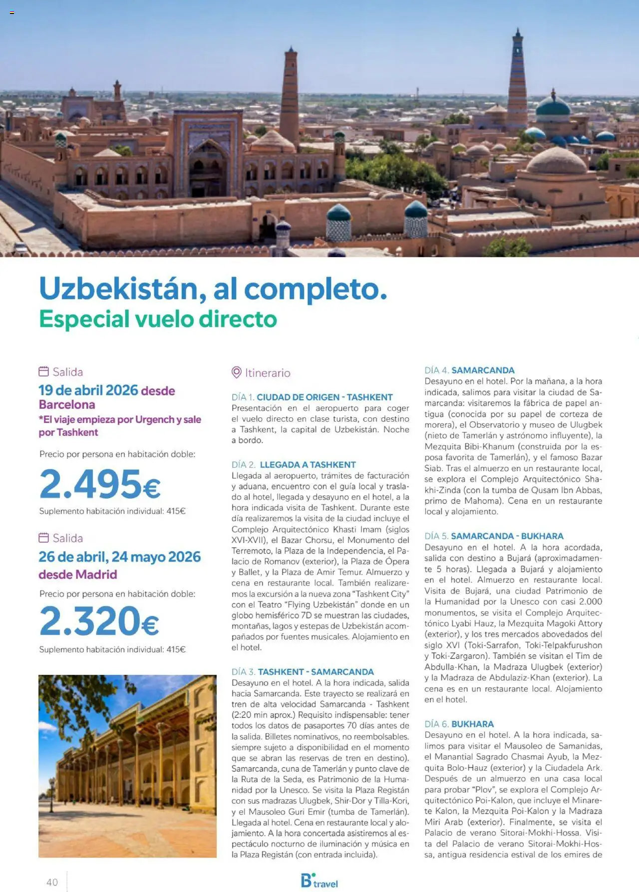 B the travel brand Viajeros Expertos Internacional 2026 │ válido desde el 03.10.2025 | Página: 40 | Productos: Té, Galette de chaise, Cuna