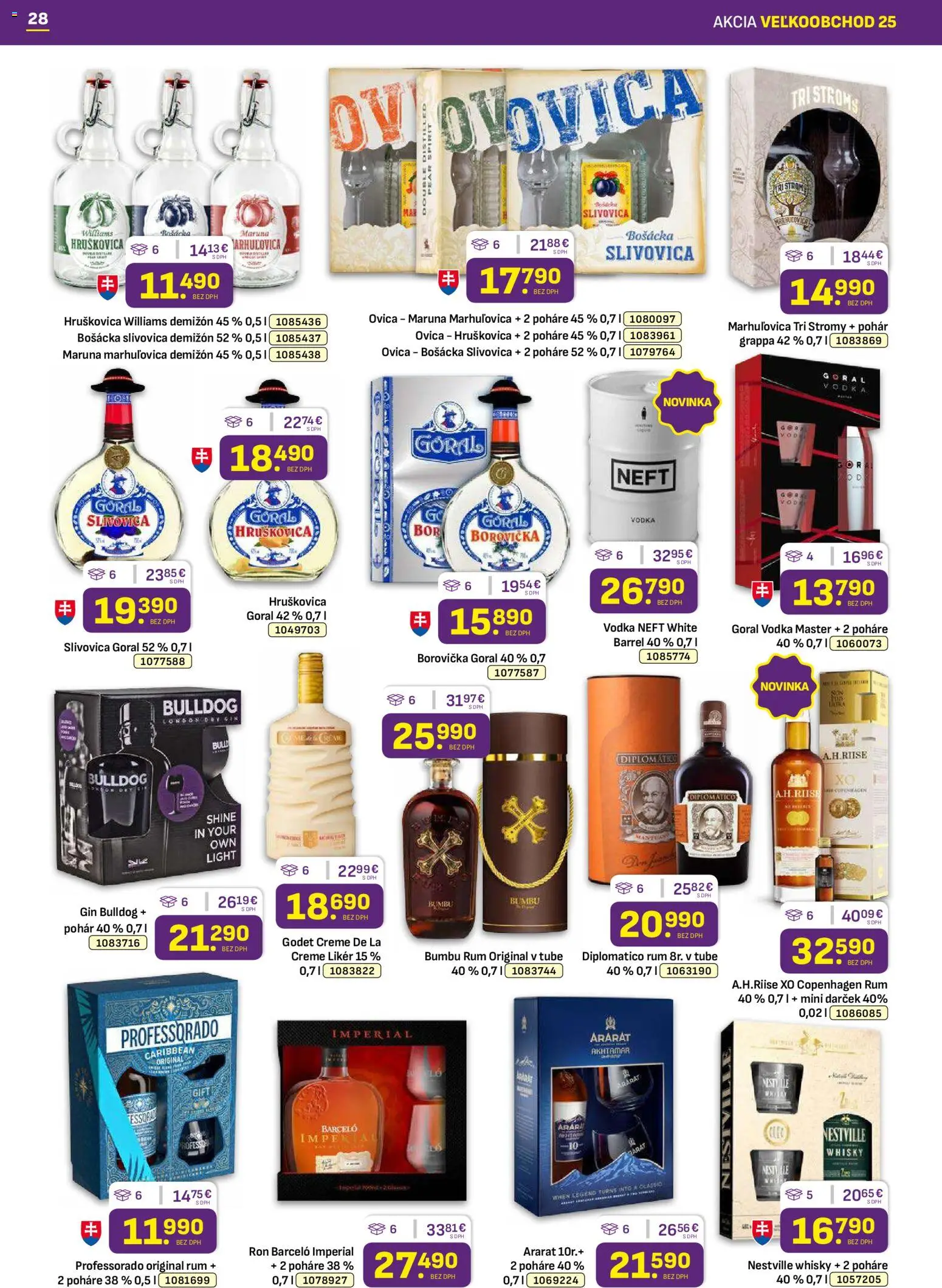 Nové Libex akcie – leták je platný od 15.12.2025 | Strana: 28 | Produkty: Diplomatico, Slivovica, Vodka, Whisky
