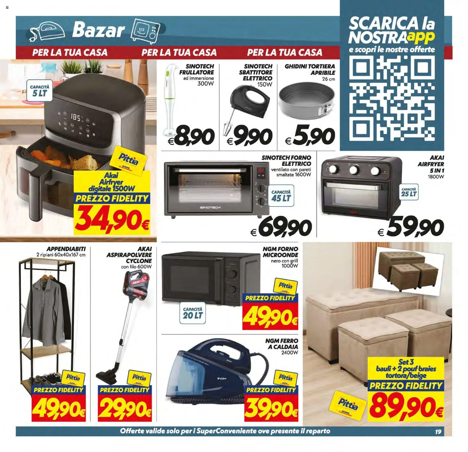 Volantino SuperConveniente del 13.01.2026 | Pagina: 19 | Prodotti: Microonde, Tortiera, Sbattitore, Aspirapolvere