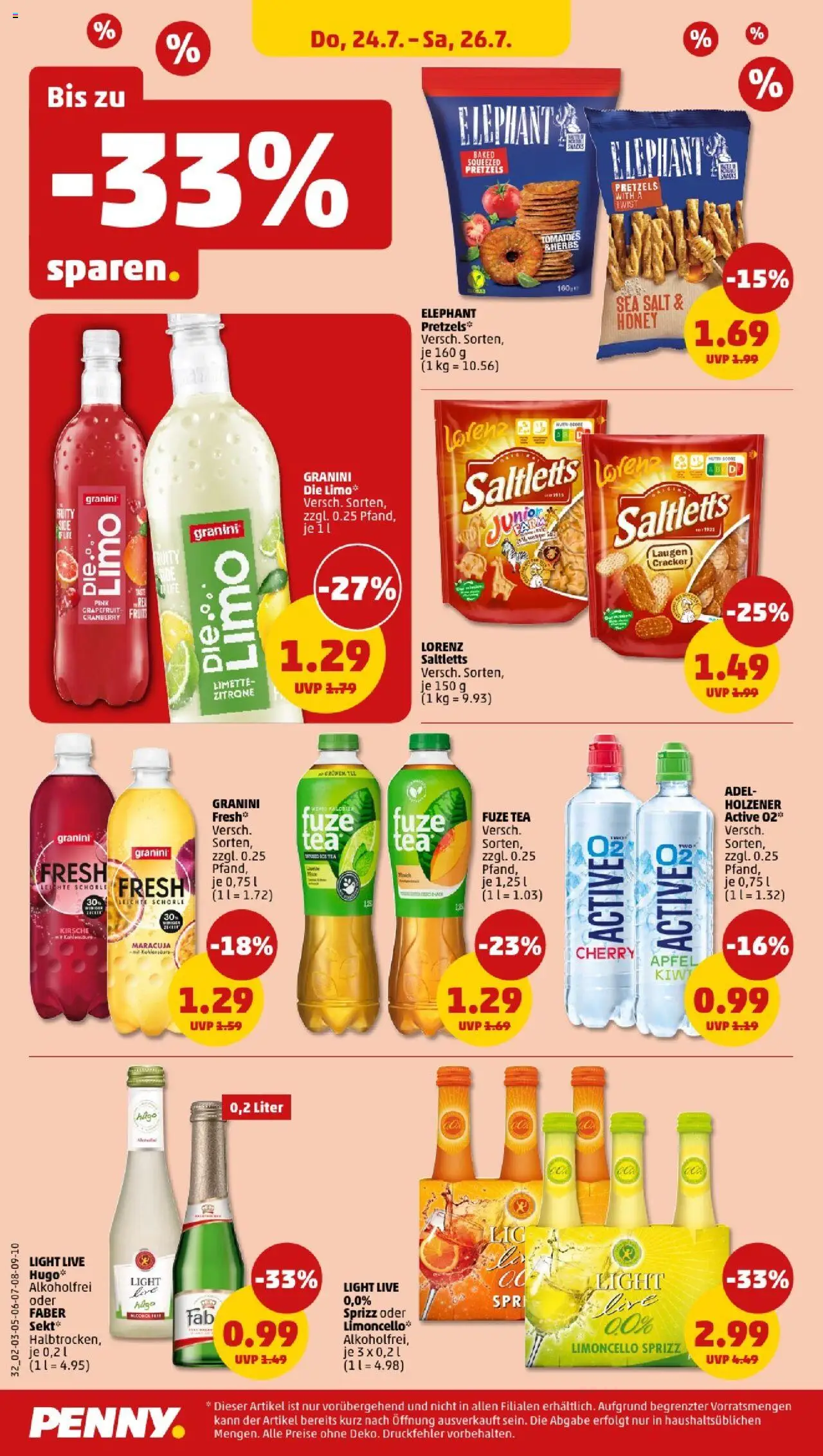 Penny - Saarland  - gültig ab dem 21.07.2025 | Seite: 32 | Produkte: Fuze tea, Grapefruit, Zitrone, Limoncello