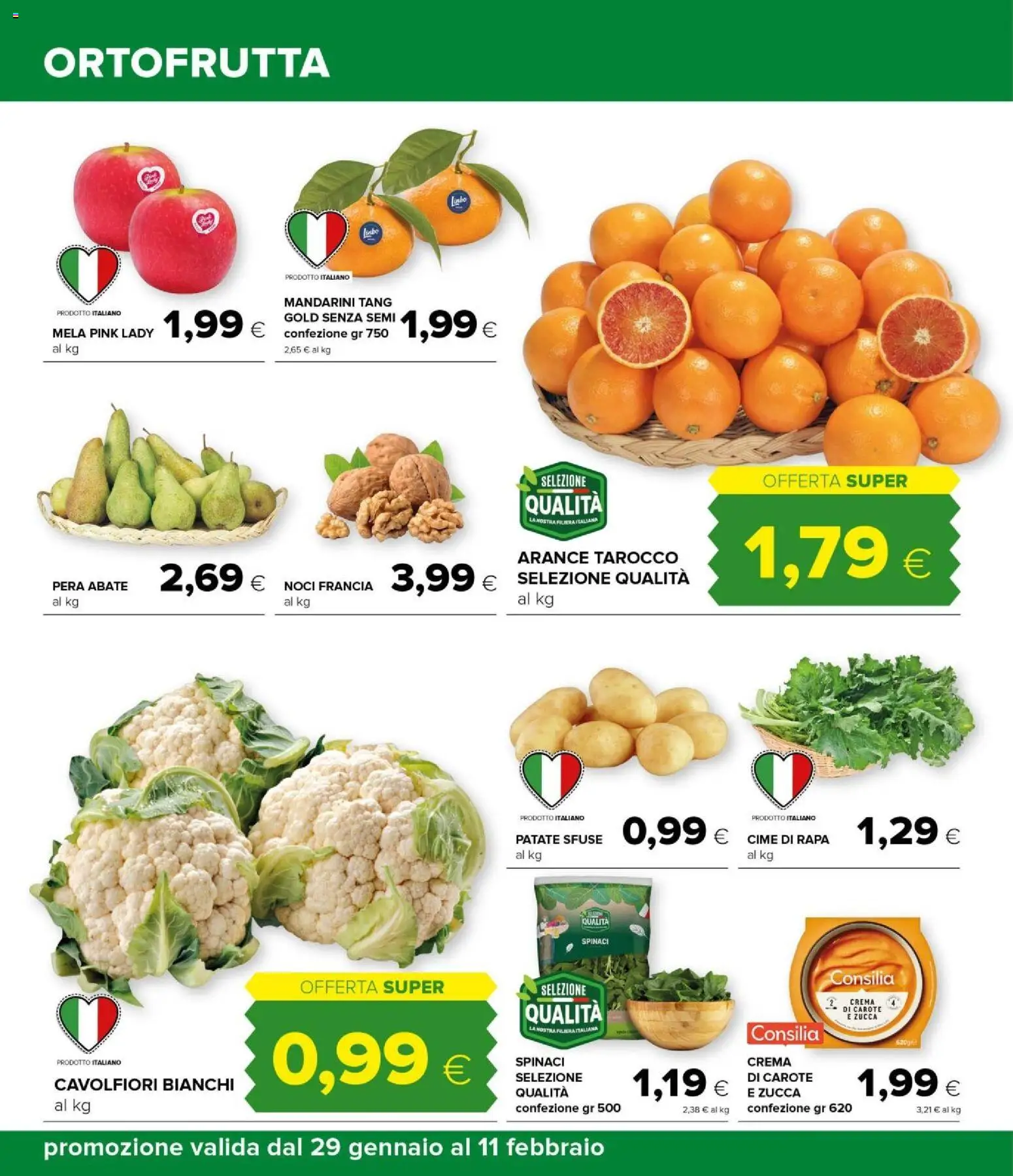 Volantino Oasi del 29.01.2026 | Pagina: 16 | Prodotti: Crema, Mandarini, Spinaci, Pera